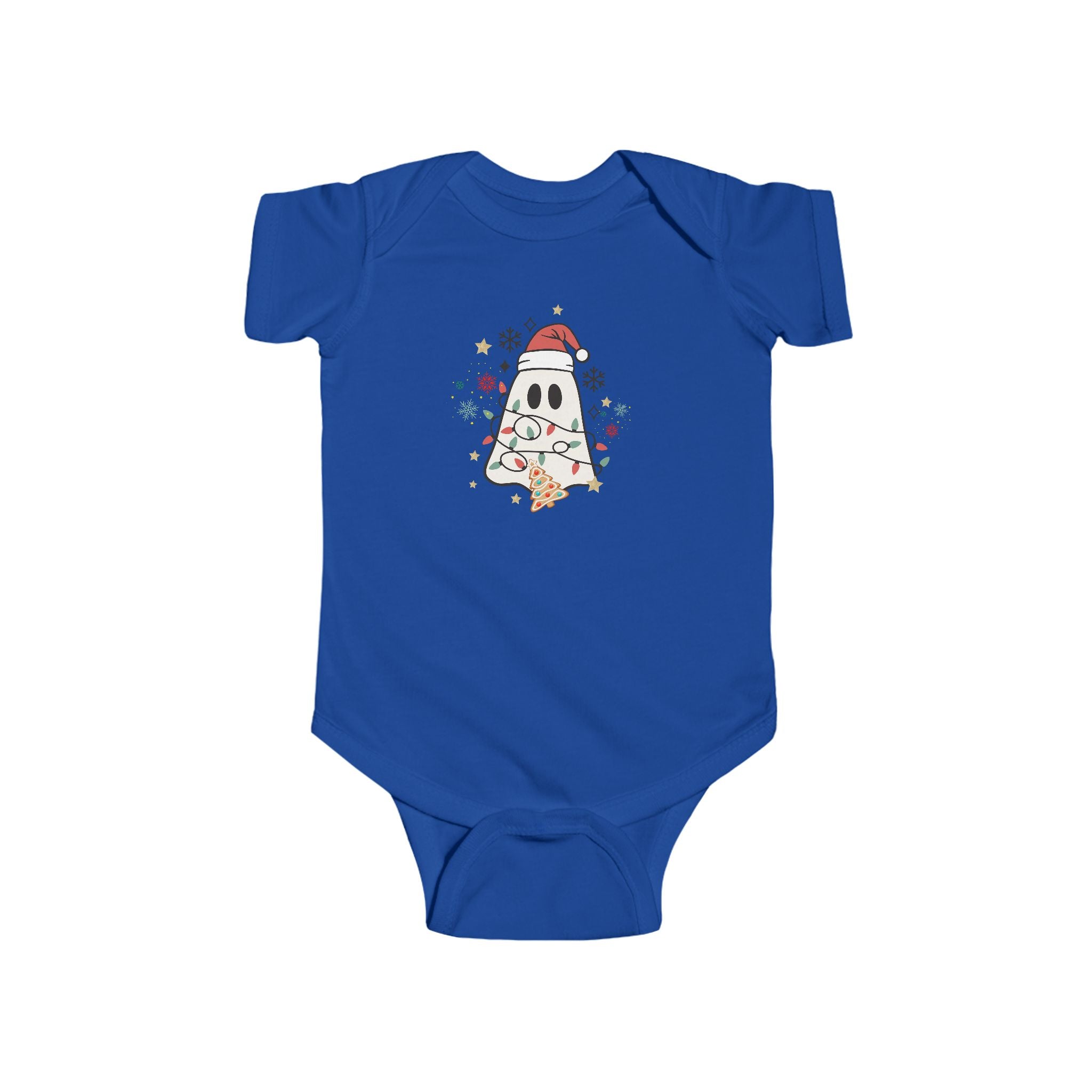 Baby Bodysuit — Cute Ghost in Santa Hat Holiday Onesie