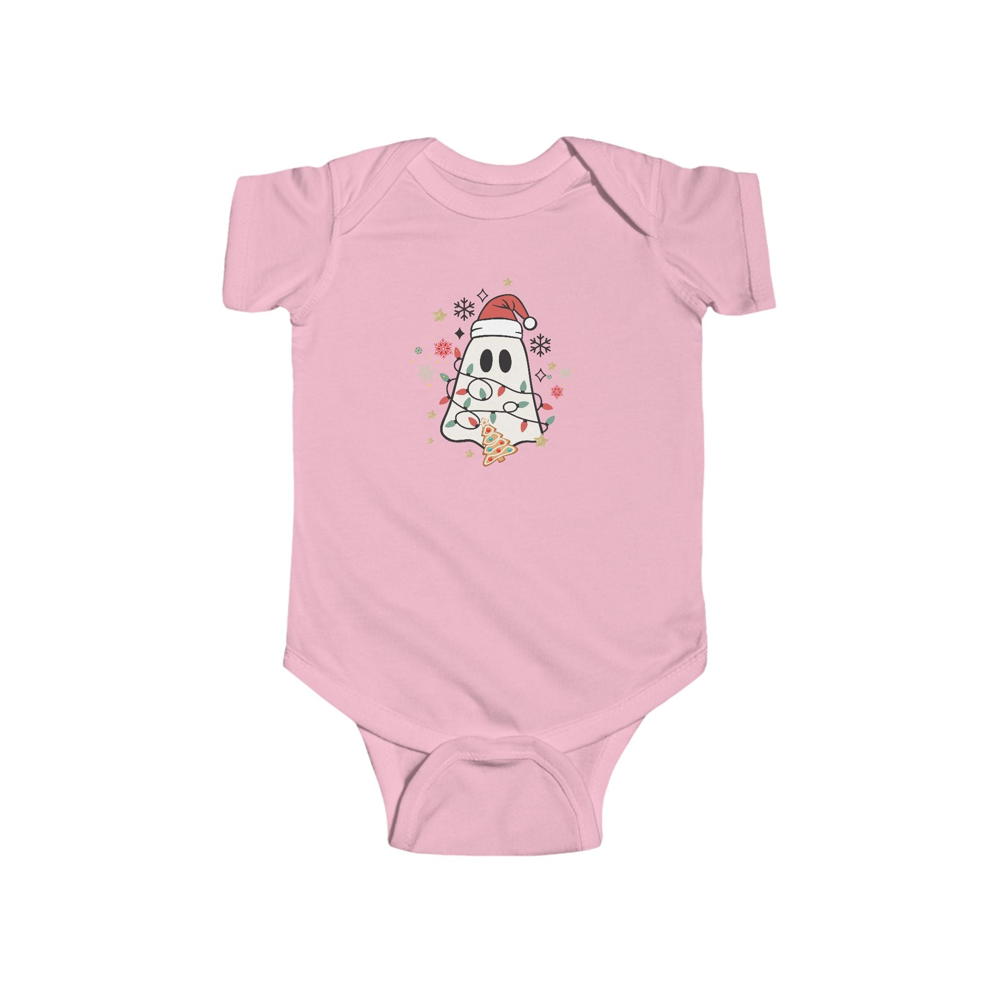 Baby Bodysuit — Cute Ghost in Santa Hat Holiday Onesie