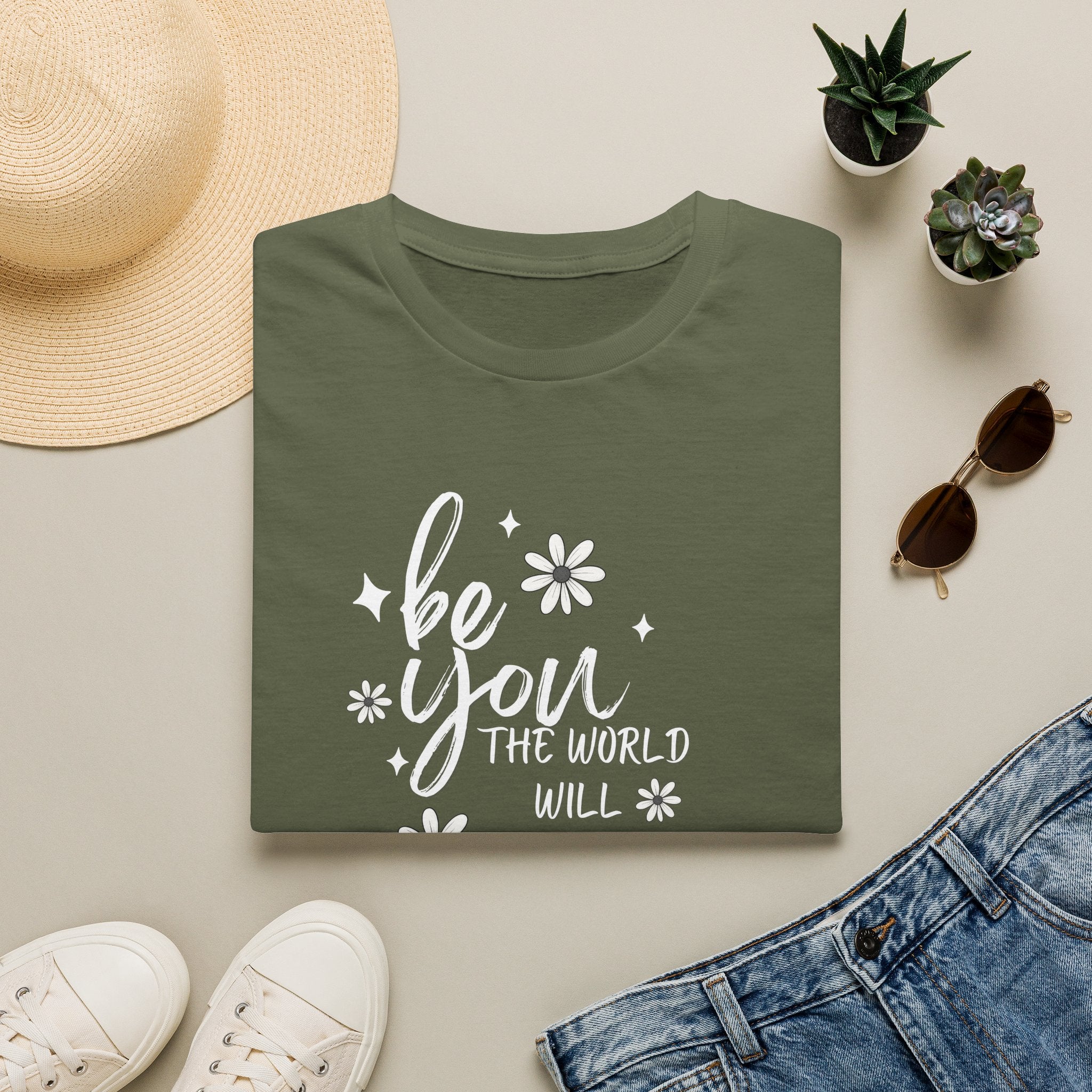 Be You T-Shirt — Inspirational Floral 'Be You The World Will Adjust' Graphic Tee
