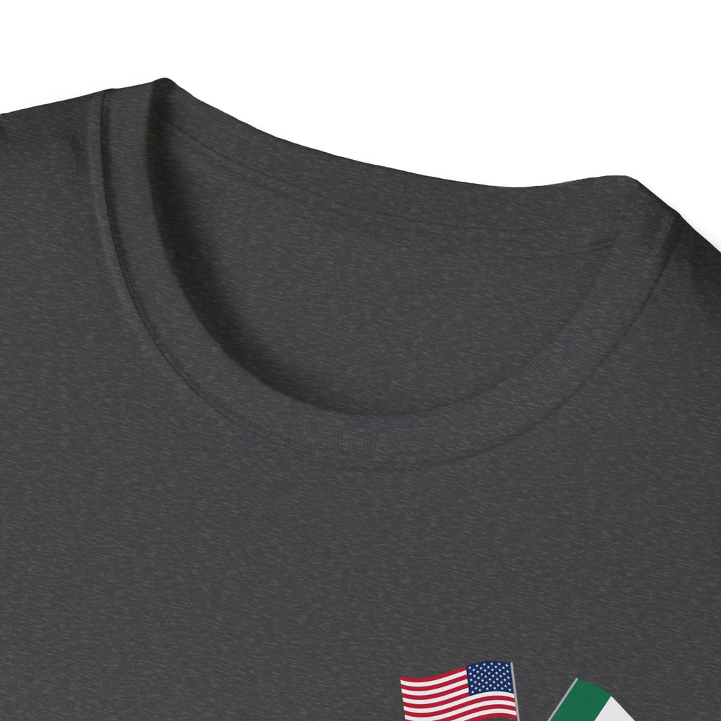USA Mexico Flag T-Shirt — Small Crossed American & Mexican Flags Tee