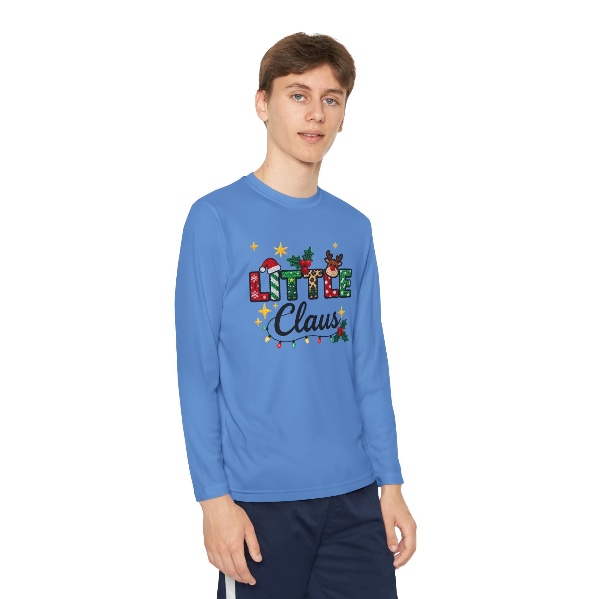 Youth Long Sleeve Tee - "Little Claus" Christmas Kids Shirt