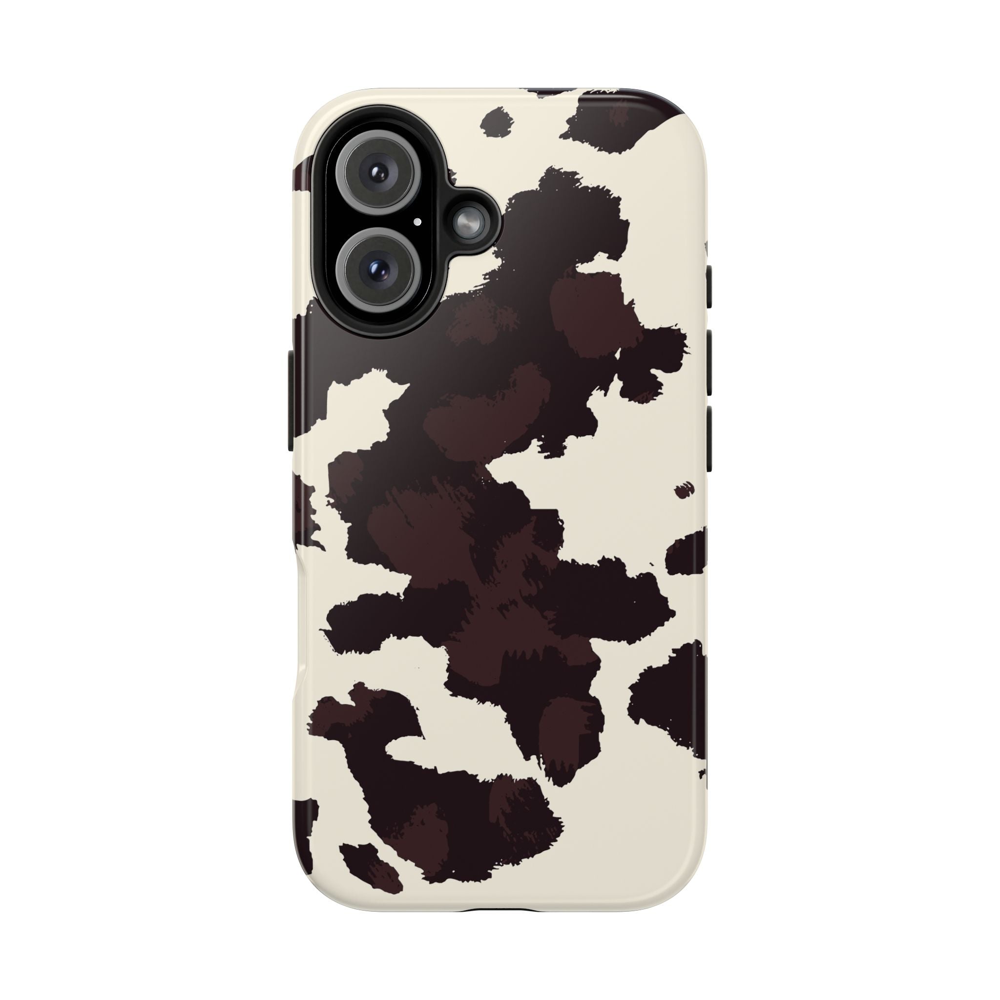 Cow Print Tough Phone Case — Brown Cream Protective Phone Cover