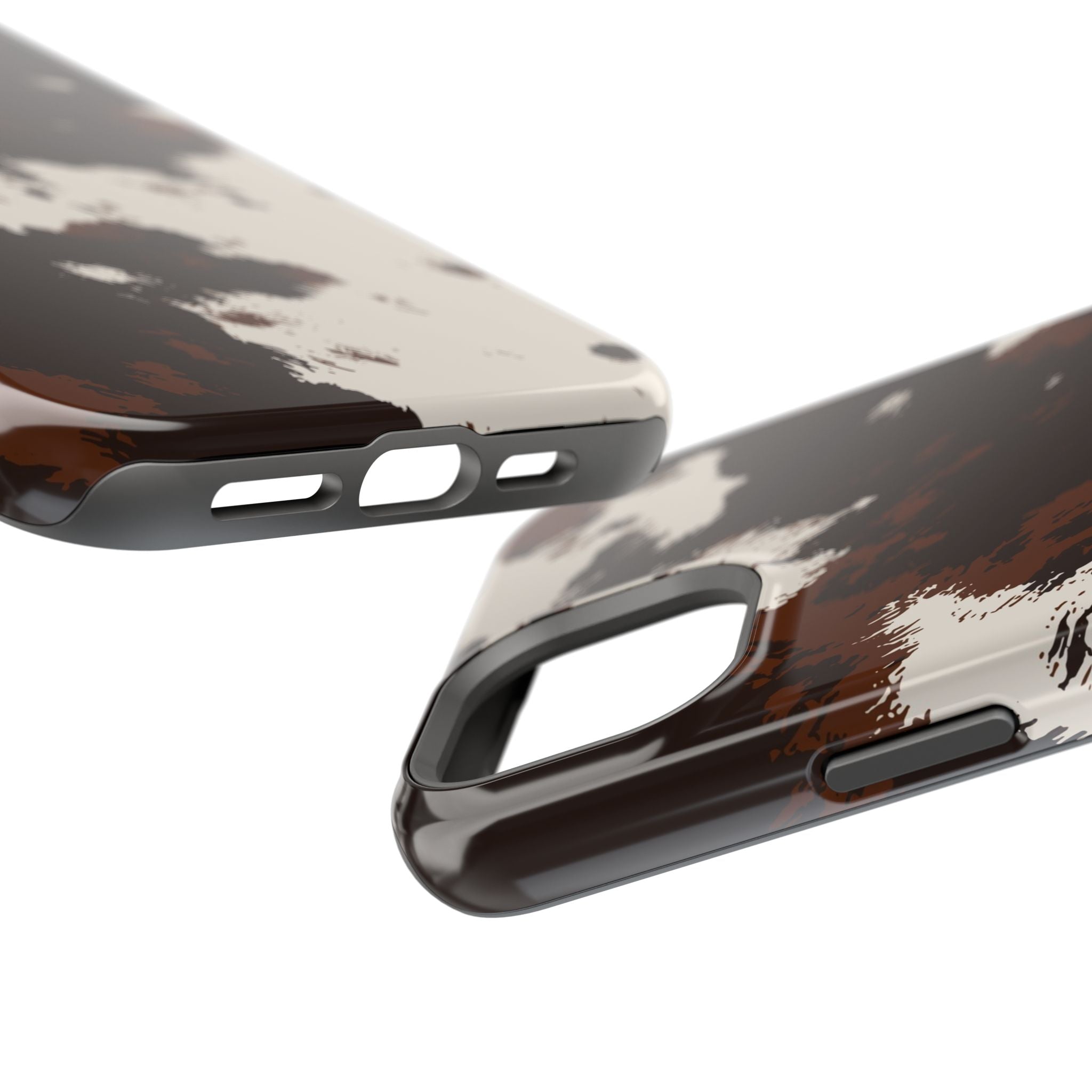 Cowhide Print Impact Phone Case — Brown & Cream Protective Cover