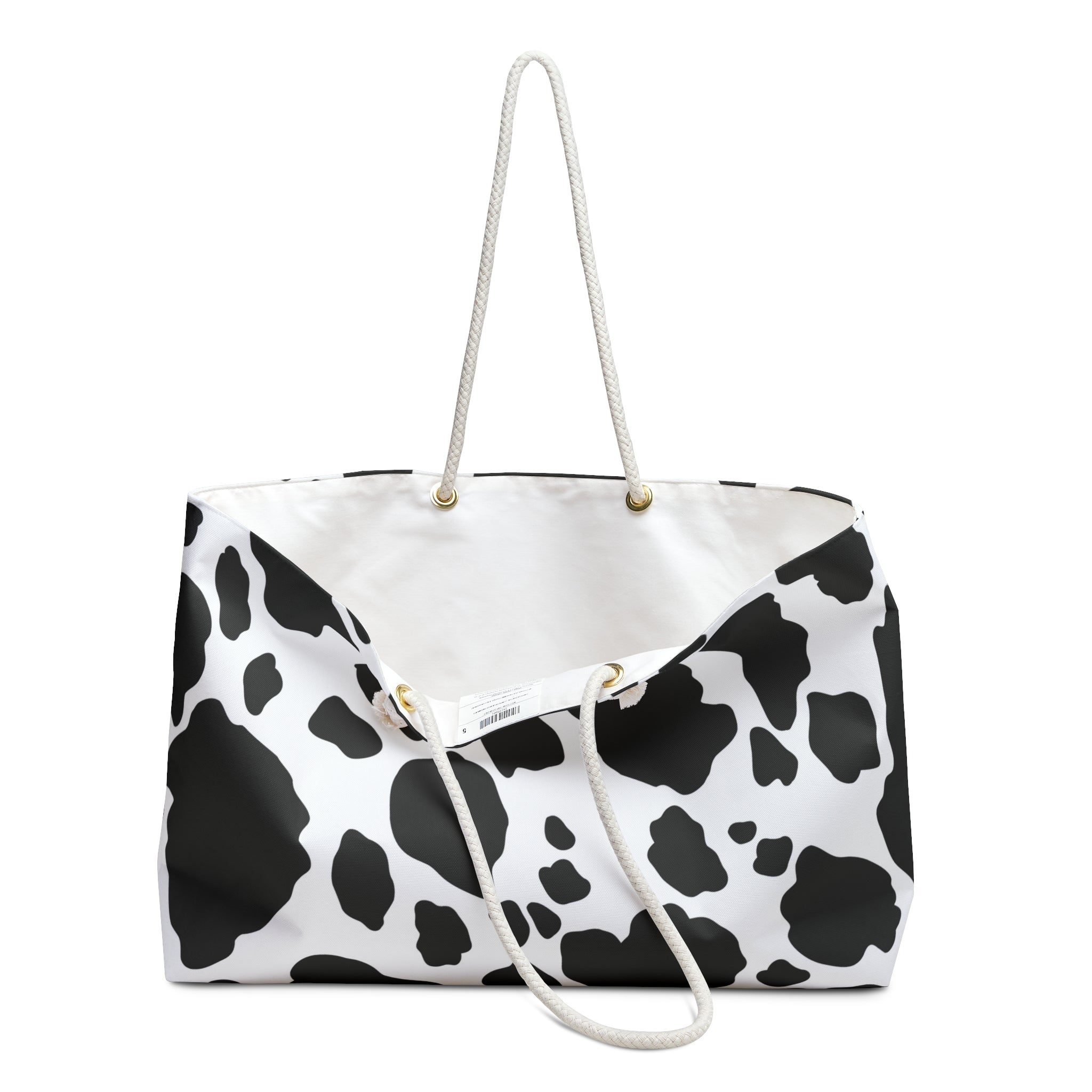 Cow Print Weekender Bag — Black & White Travel Tote