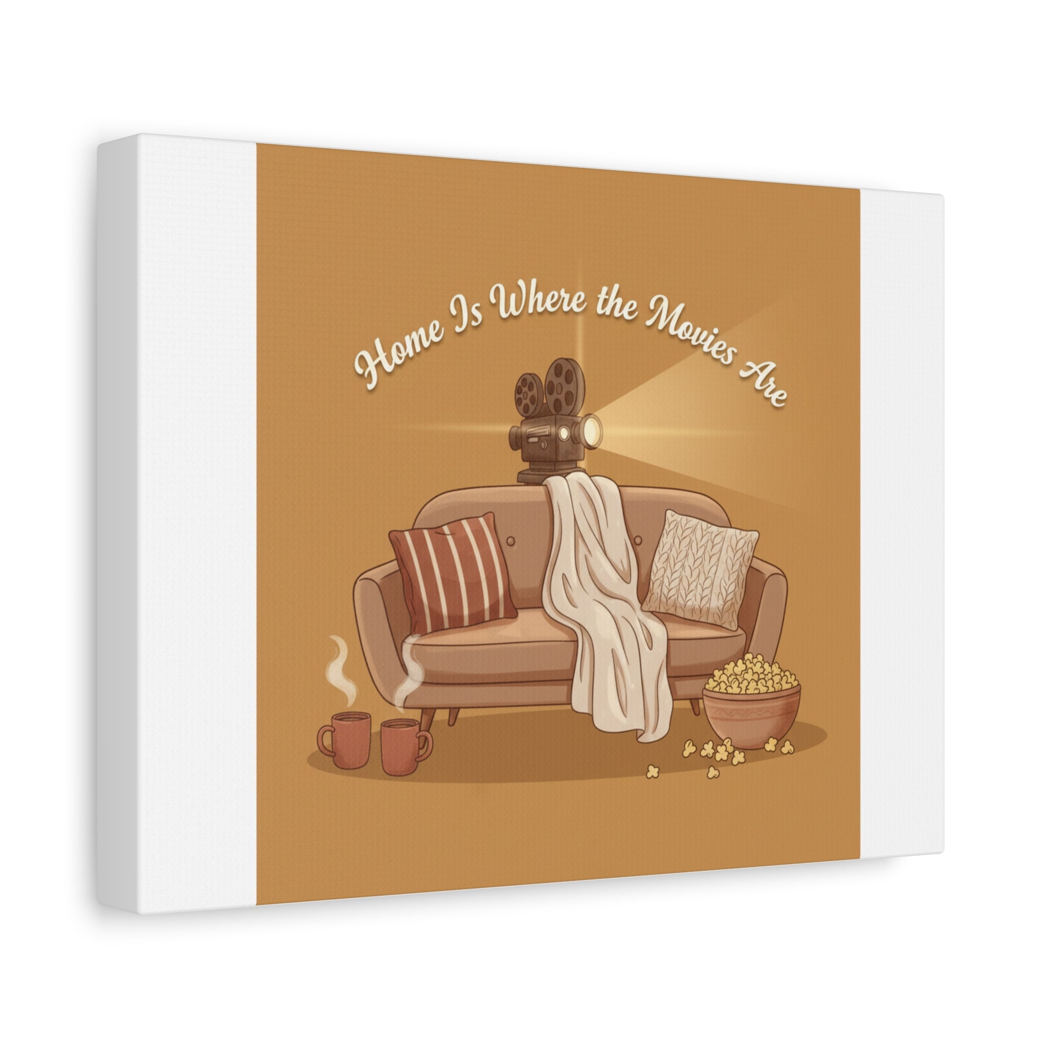 Home Is Where the Movies Are Canvas | cozy night art, home cinema decor