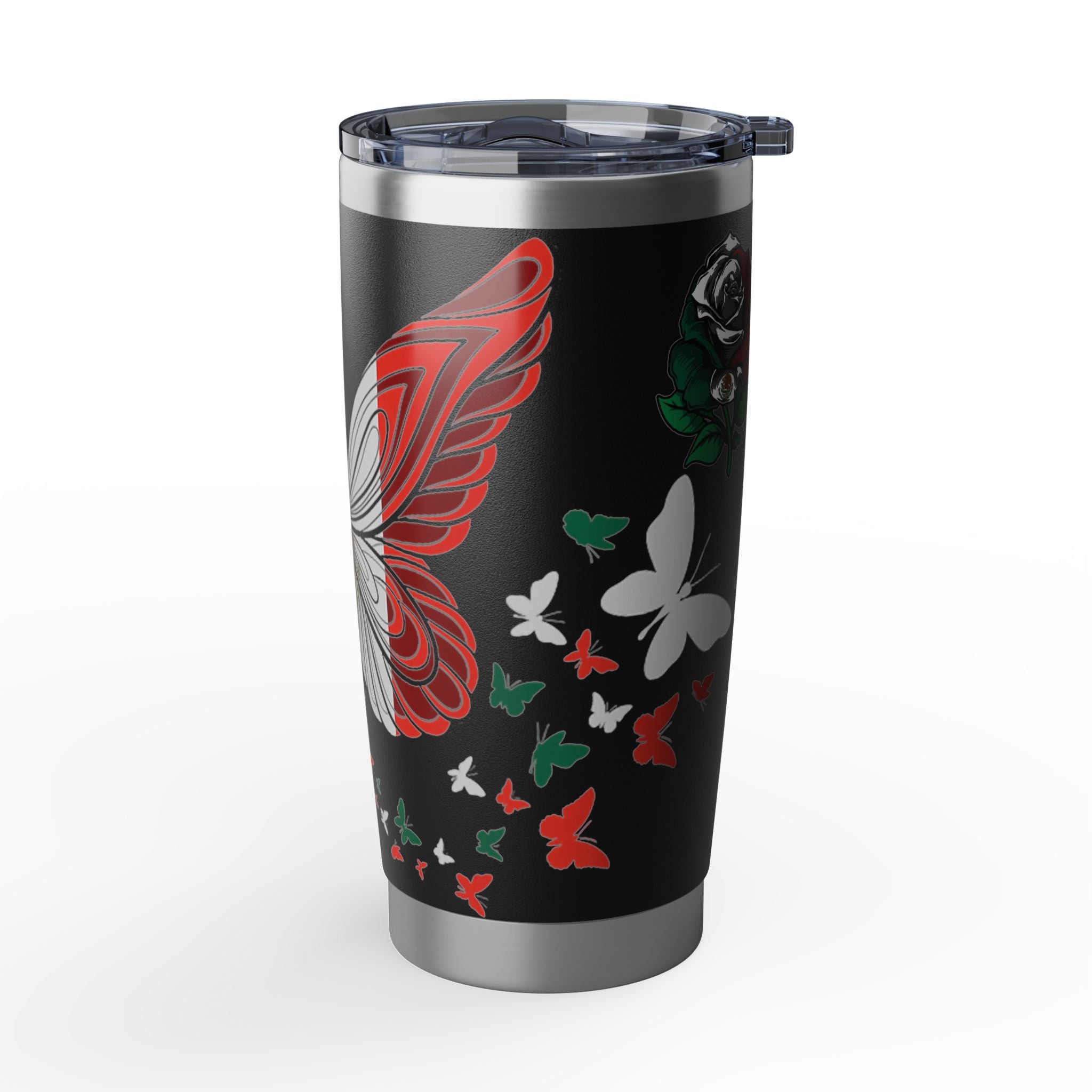 Mexican Butterfly 20oz Tumbler — Patriotic Rose & Bow Travel Cup