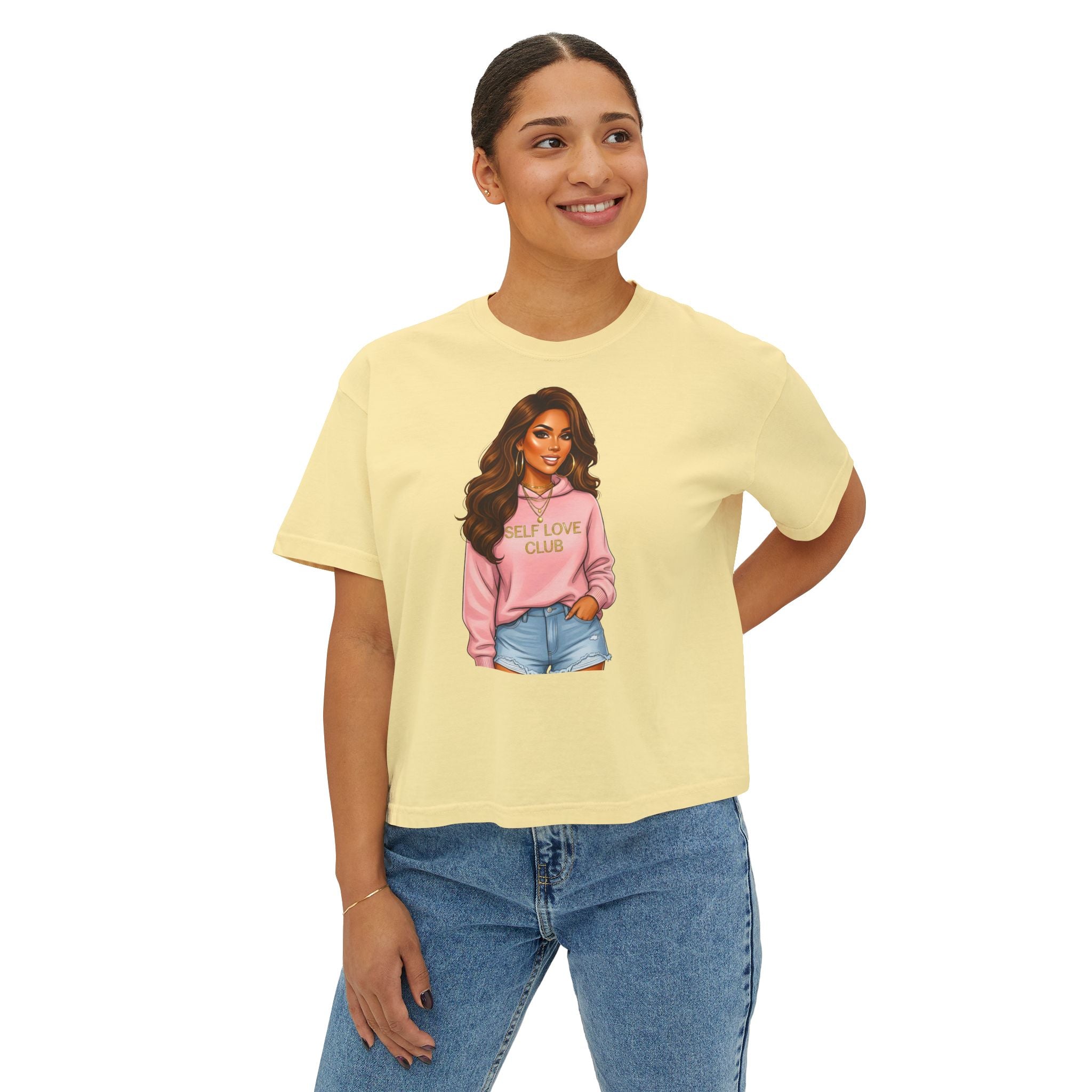 Self Love Club Boxy Tee — Women’s Graphic Cropped T-Shirt