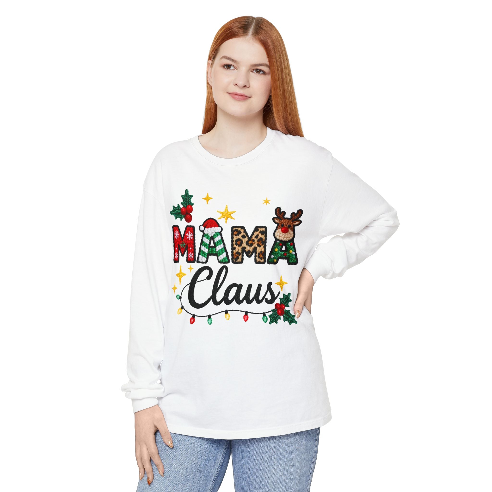 Mama Claus Long Sleeve Tee — Christmas Holiday Family Shirt