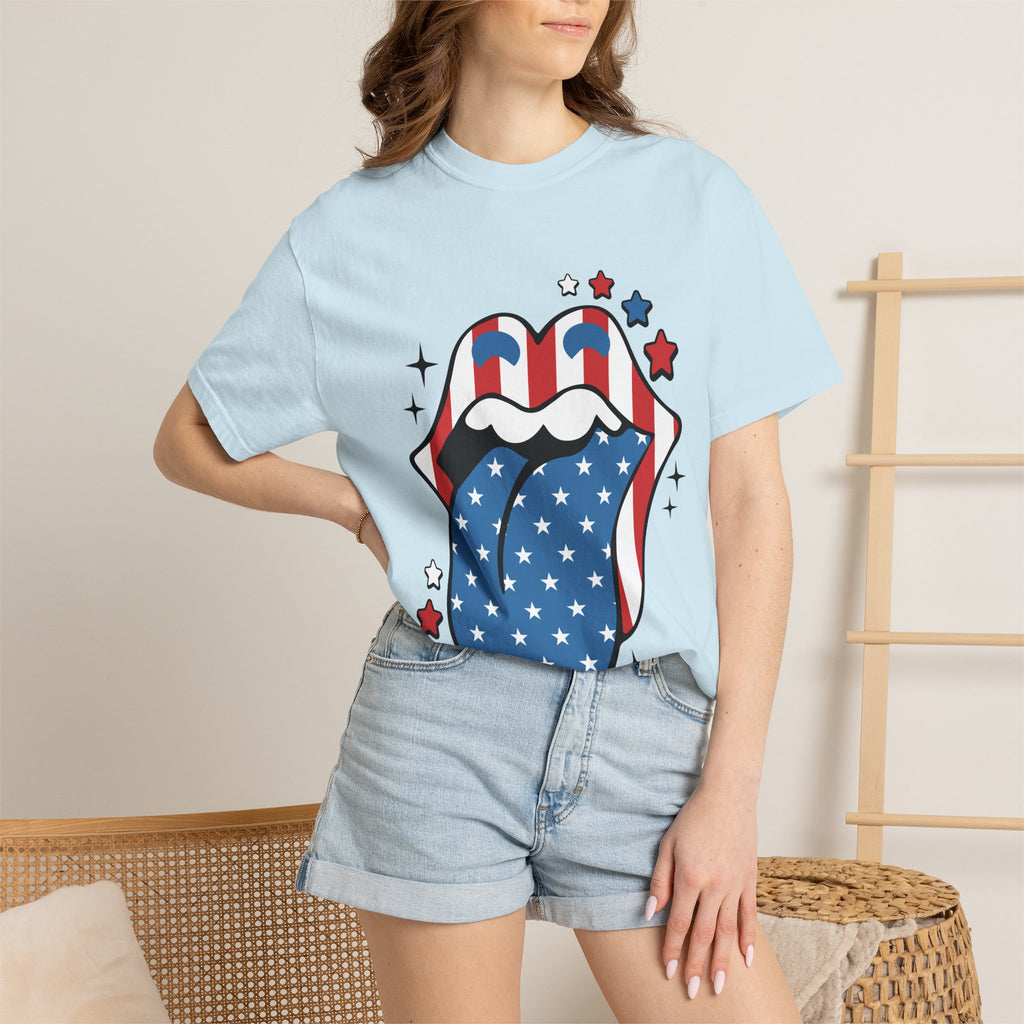 American Flag Rock Tongue T-Shirt