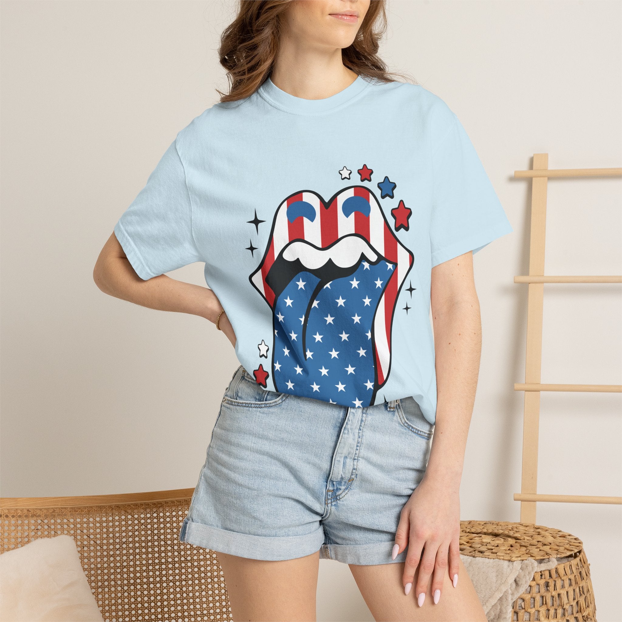 American Flag Rock Tongue T-Shirt