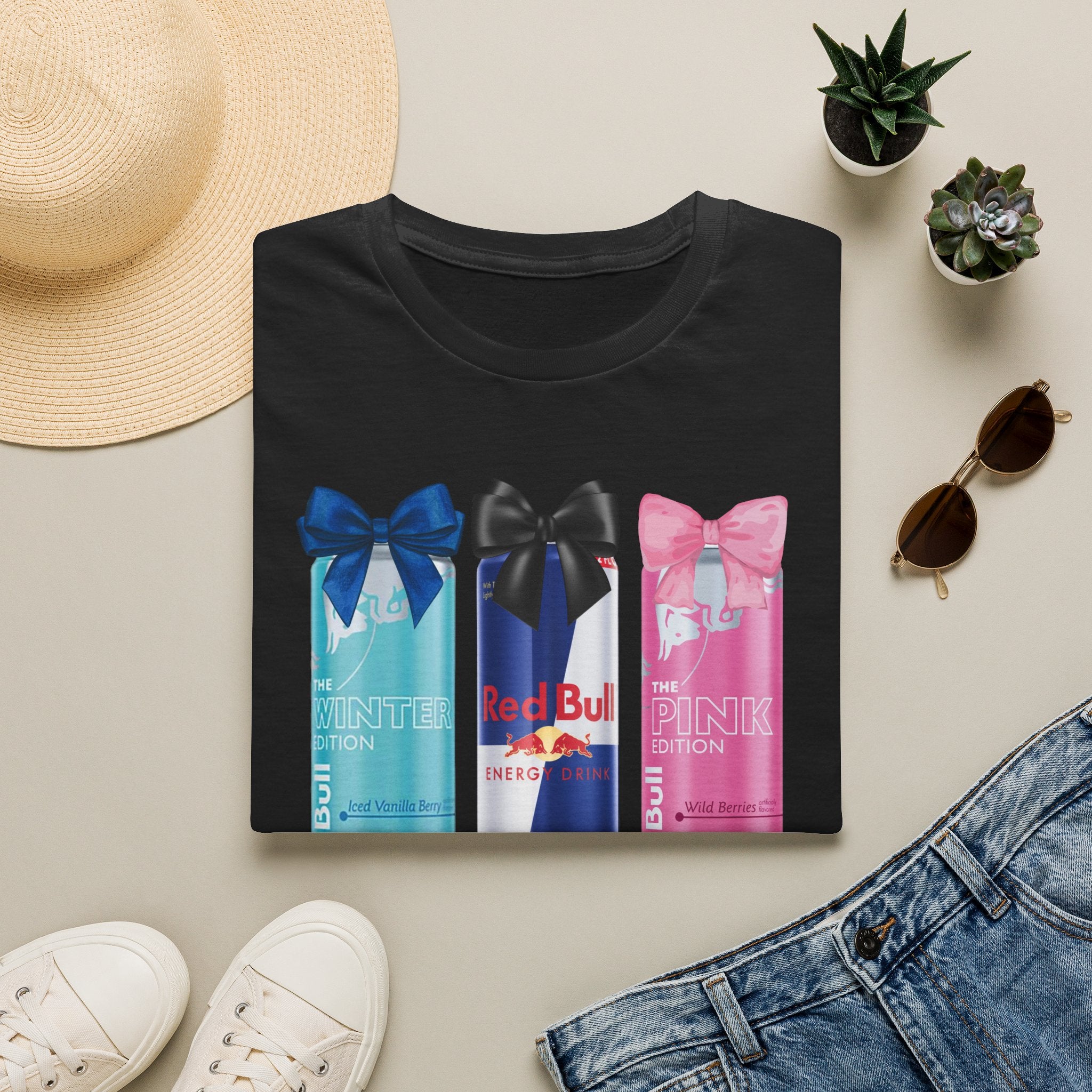 T-Shirt — “First I Need a Red Bull” Energy Drink Can Graphic Tee