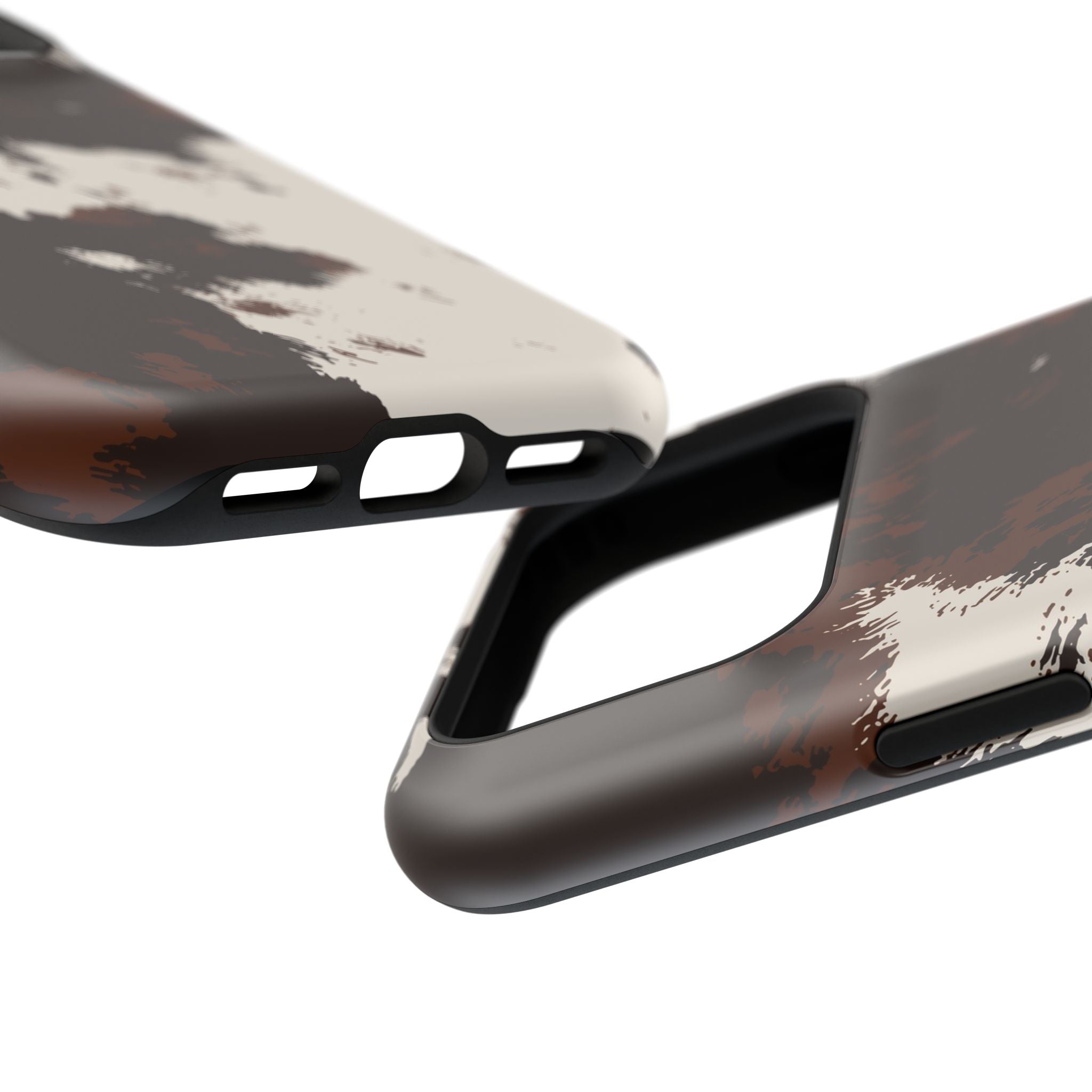 Cowhide Print Impact Phone Case — Brown & Cream Protective Cover