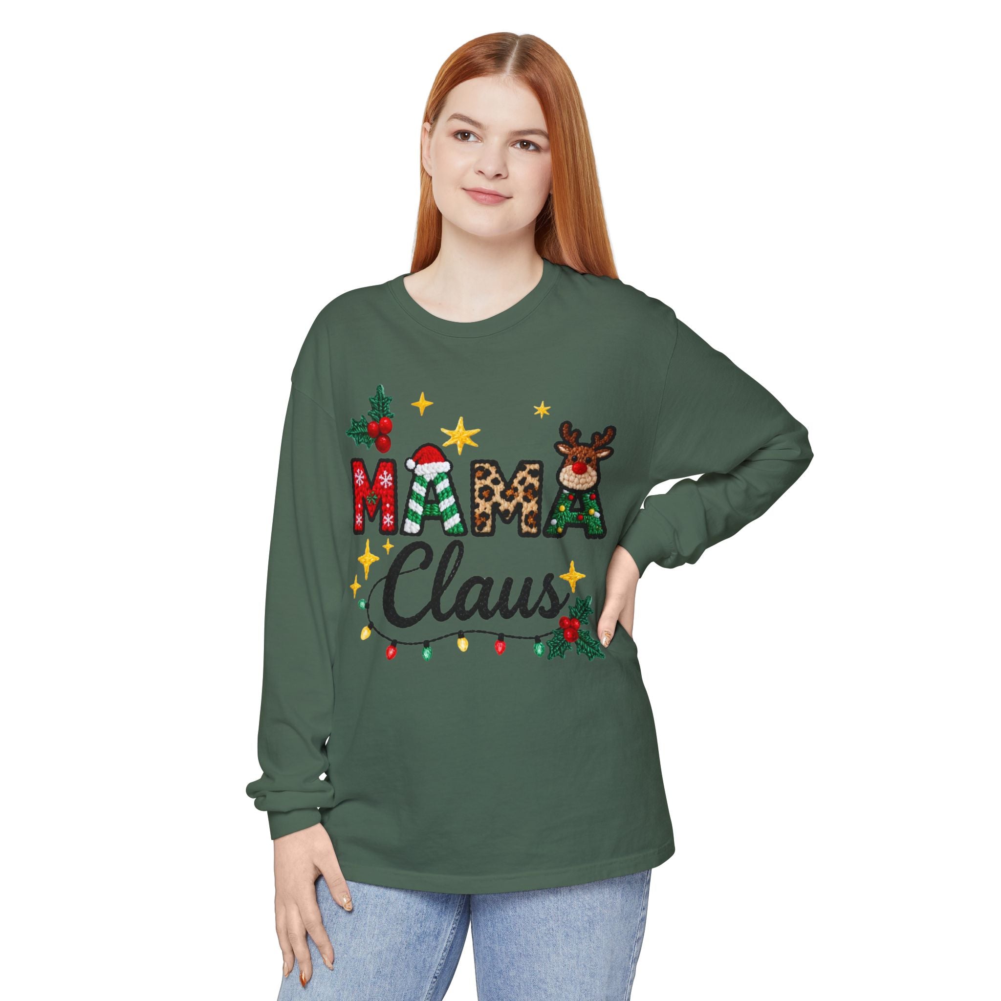 Mama Claus Long Sleeve Tee — Christmas Holiday Family Shirt