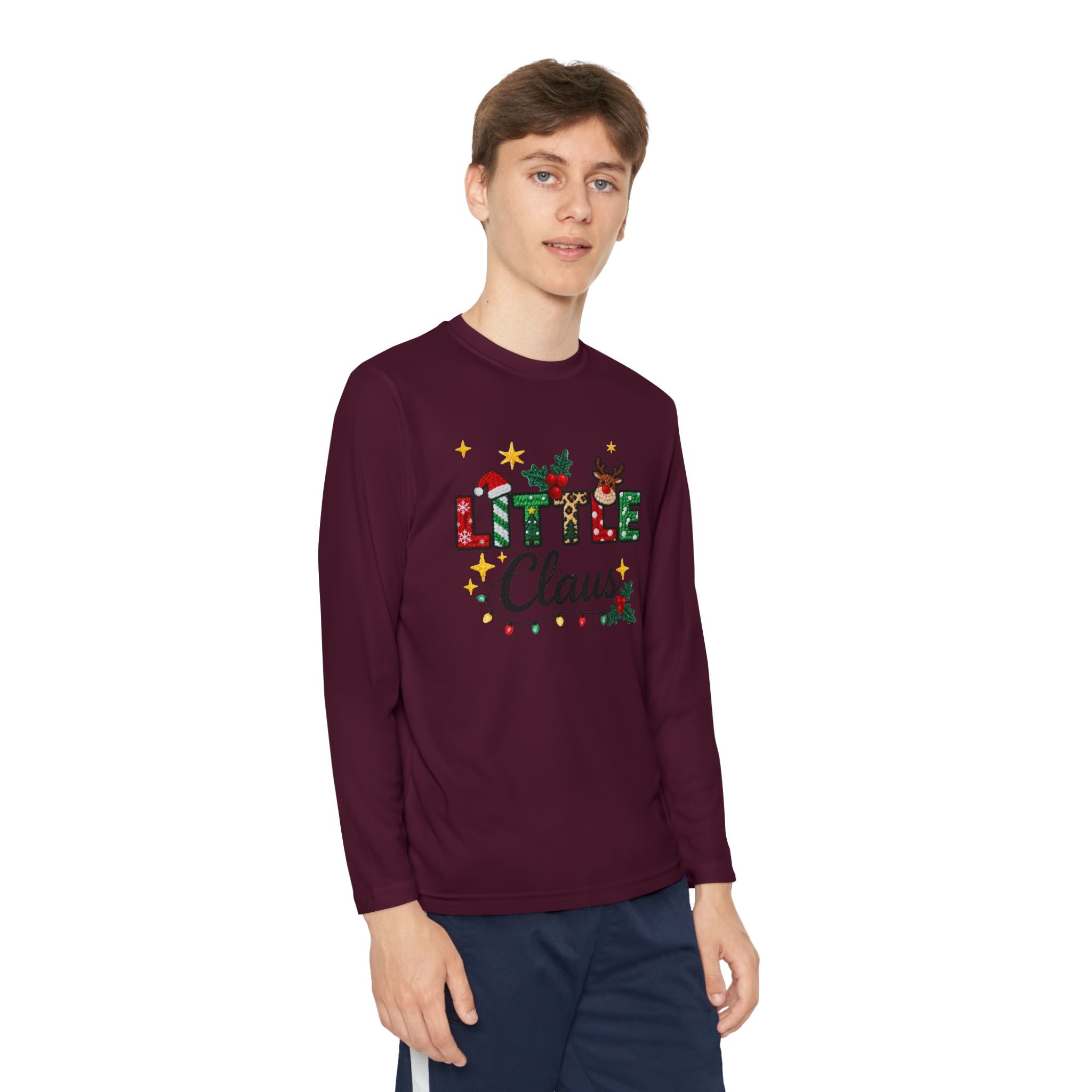 Youth Long Sleeve Tee - "Little Claus" Christmas Kids Shirt