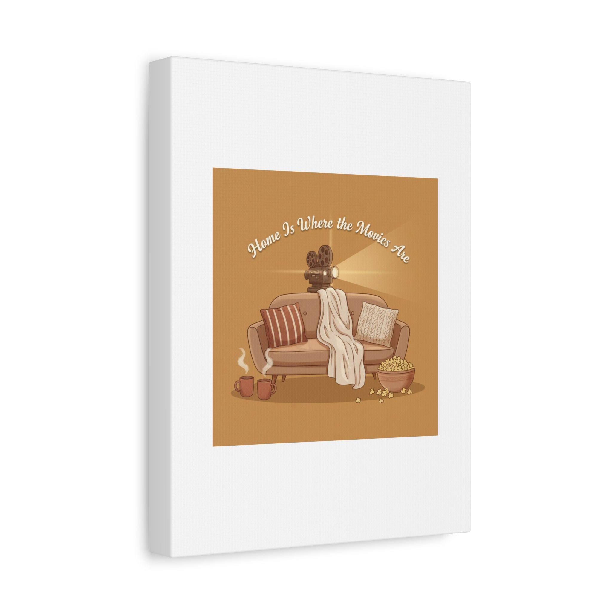 Home Is Where the Movies Are Canvas | cozy night art, home cinema decor