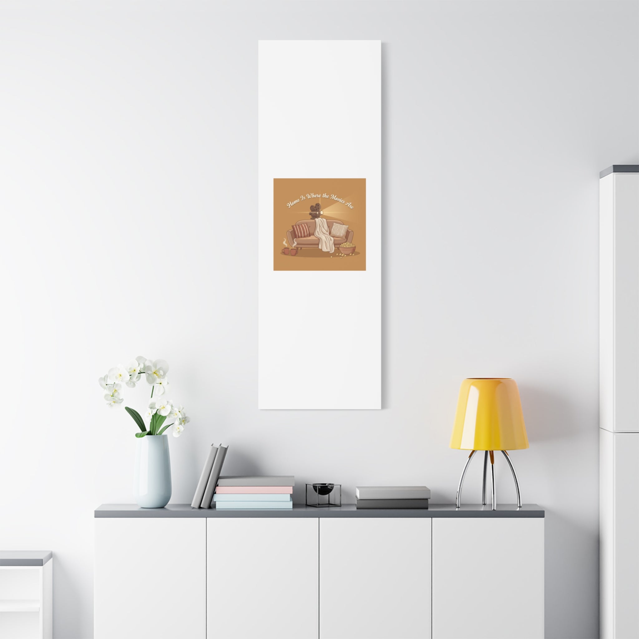 Home Is Where the Movies Are Canvas | cozy night art, home cinema decor