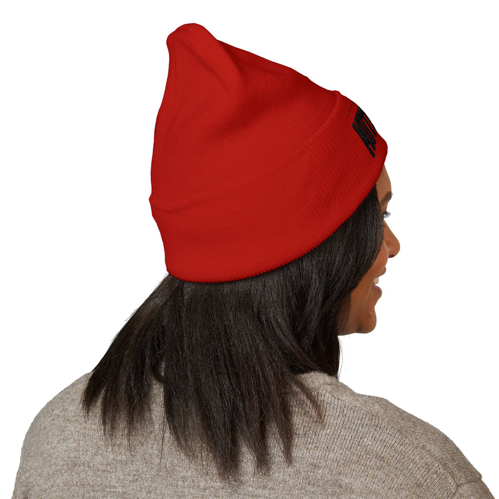 Motherhood Embroidered Cuffed Beanie — 'Ain't No Hood Like Motherhood' Cozy Knit Hat