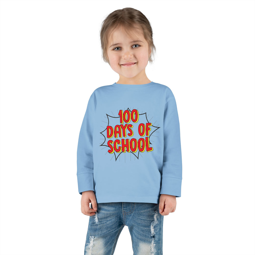 Toddler Long Sleeve Tee: "100 Days of School" Celebration Shirt