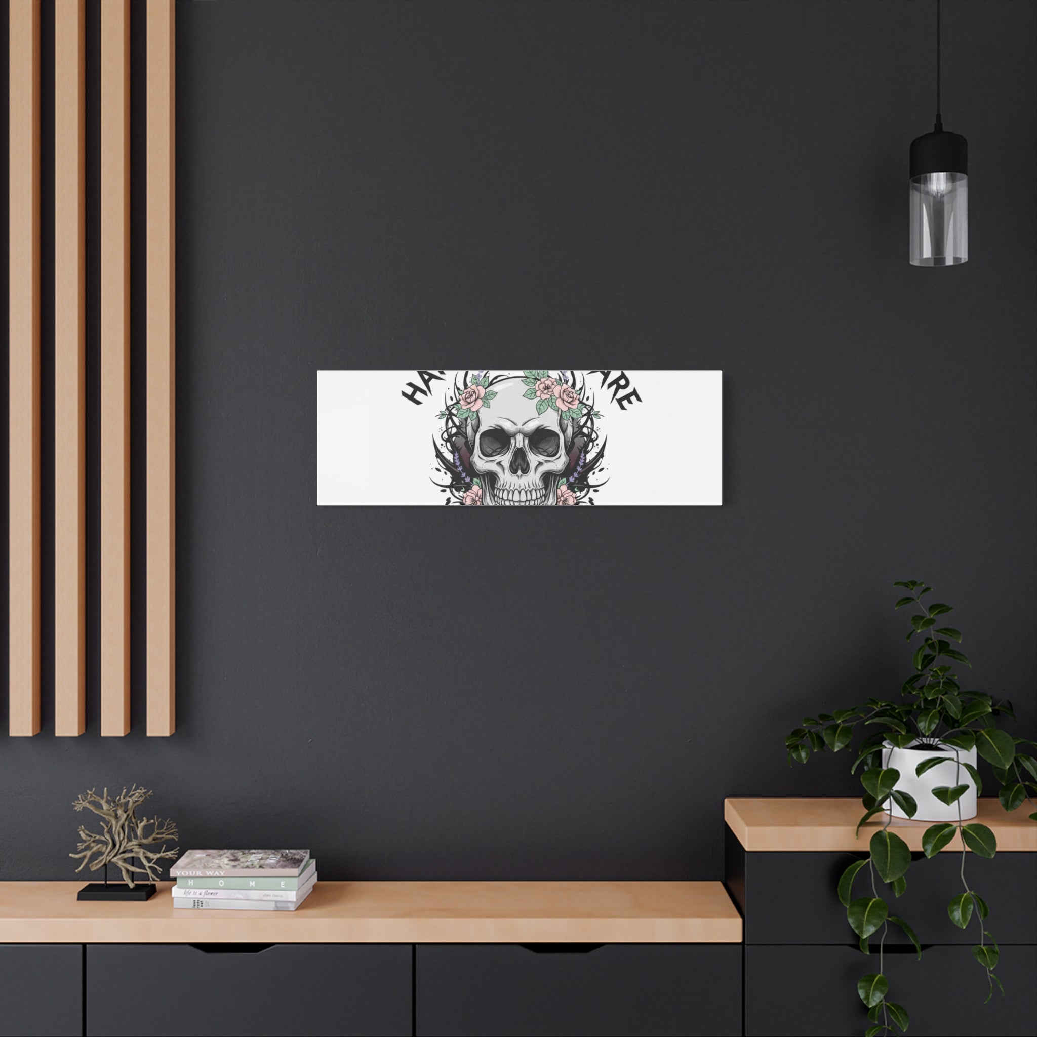 Harder Self-Care Skull Canvas | Heavy Metal Wellness, gothic wellness quote