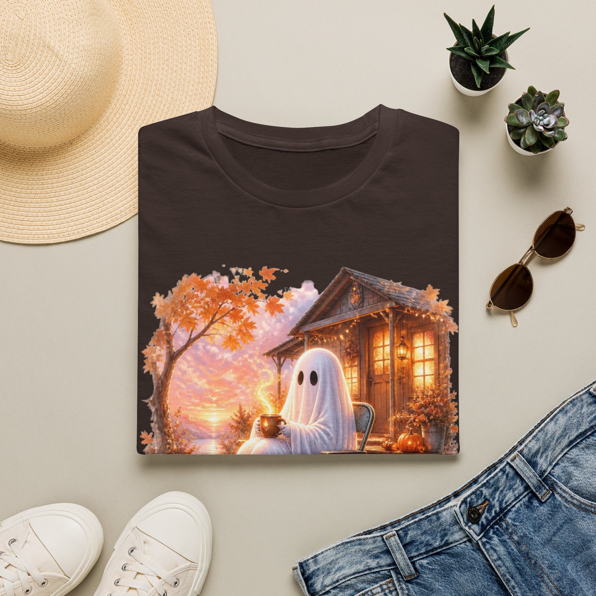 Ghost Cozy Fall T-Shirt — "Mentally on Fire" Autumn Halloween Tee