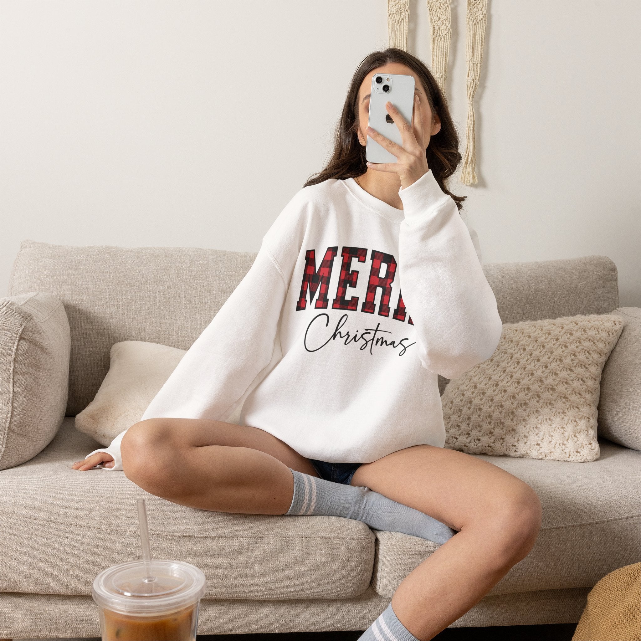 Christmas Plaid "Merry Christmas" Crewneck Sweatshirt