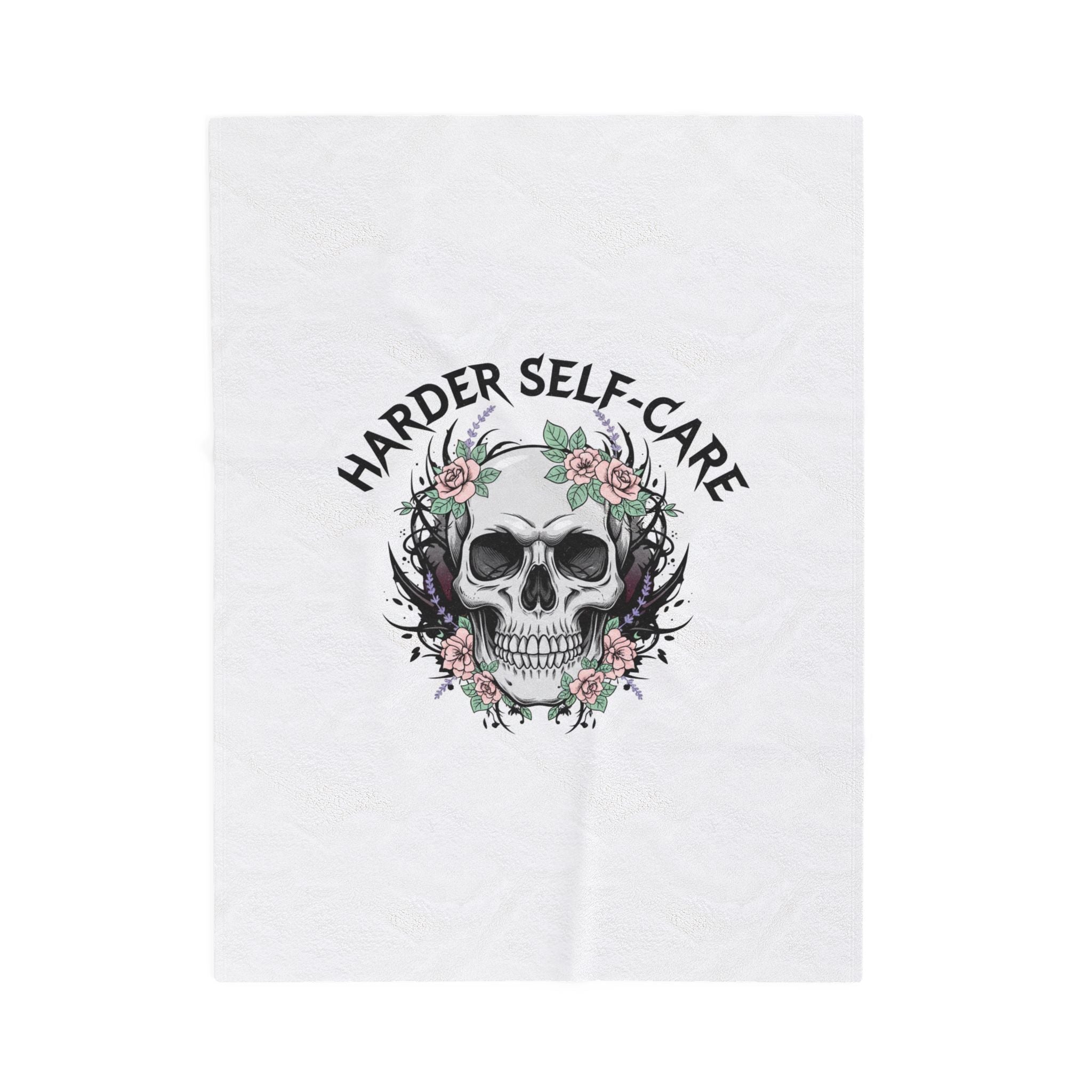Harder Self-Care Skull Blanket | heavy metal wellness, gothic self-care