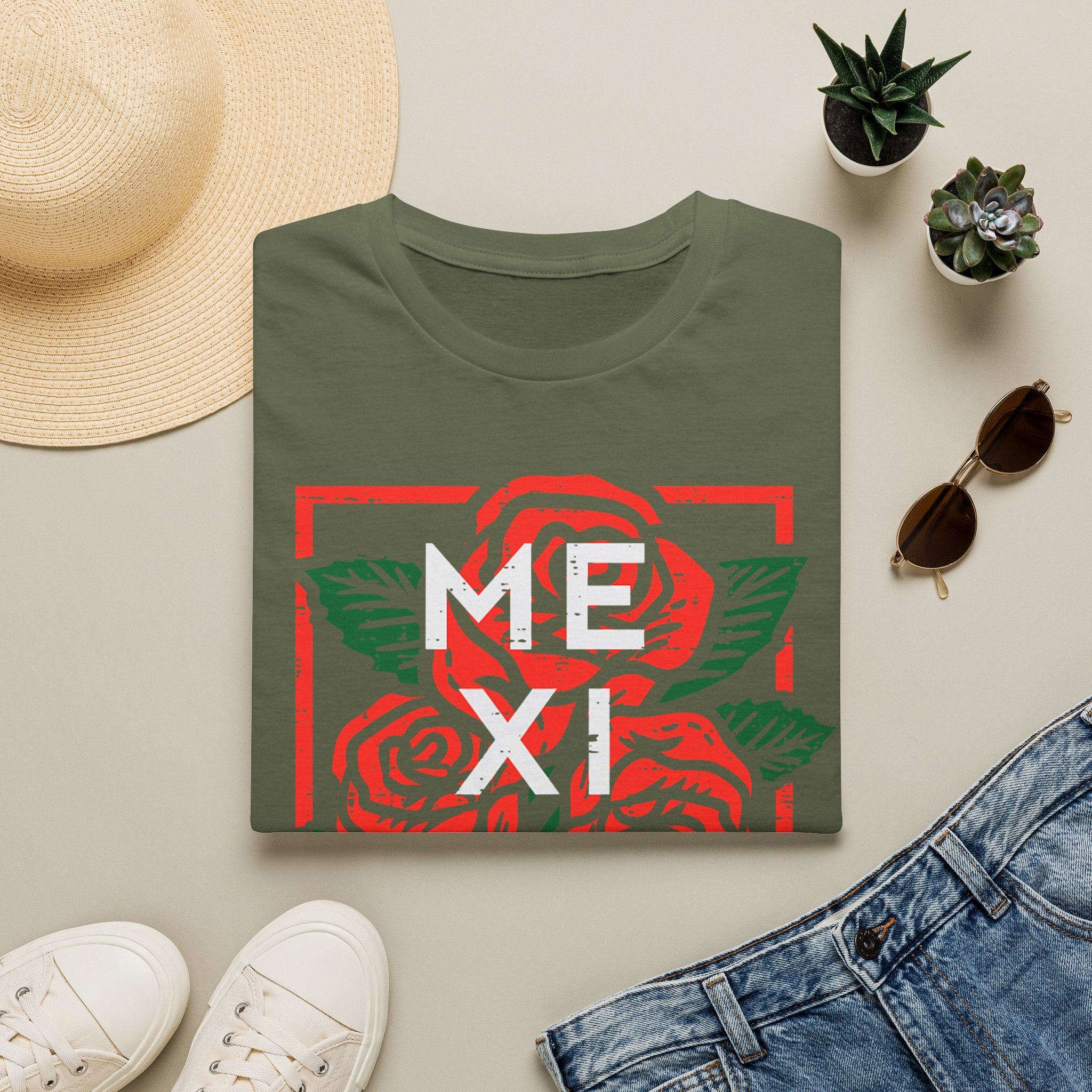 Mexicana Rose T-Shirt — Bold Floral Mexico Pride Tee