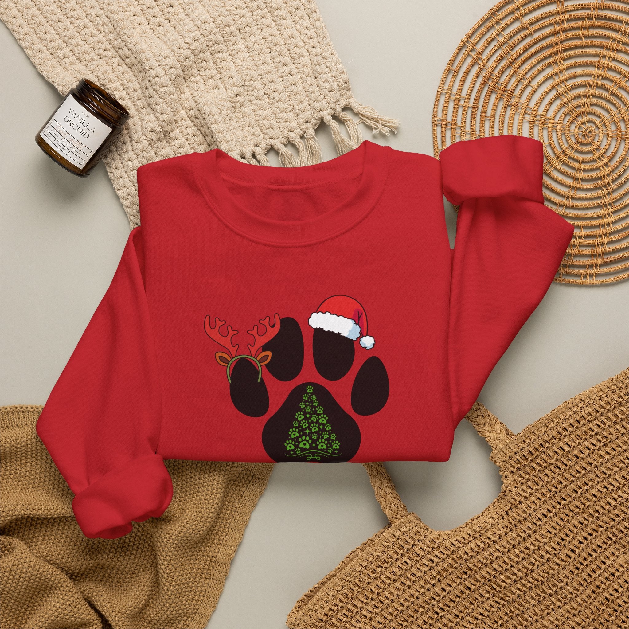 Christmas Paw Print Sweatshirt - Merry Christmas Pet Lover Crewneck