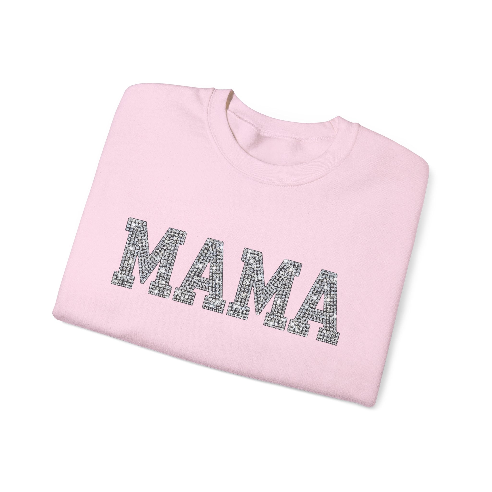 Mama Crewneck Sweatshirt — Casual Glitter Block Letter Mom Pullover