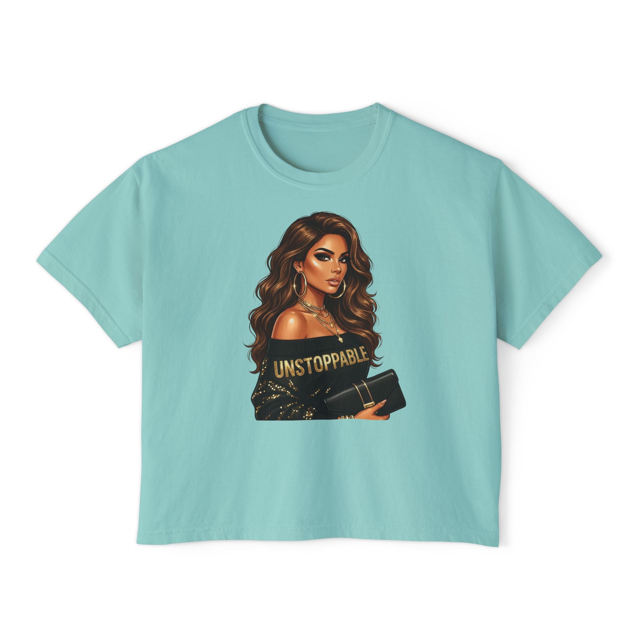 Unstoppable Woman Boxy Tee — Empowerment Graphic Crop Top