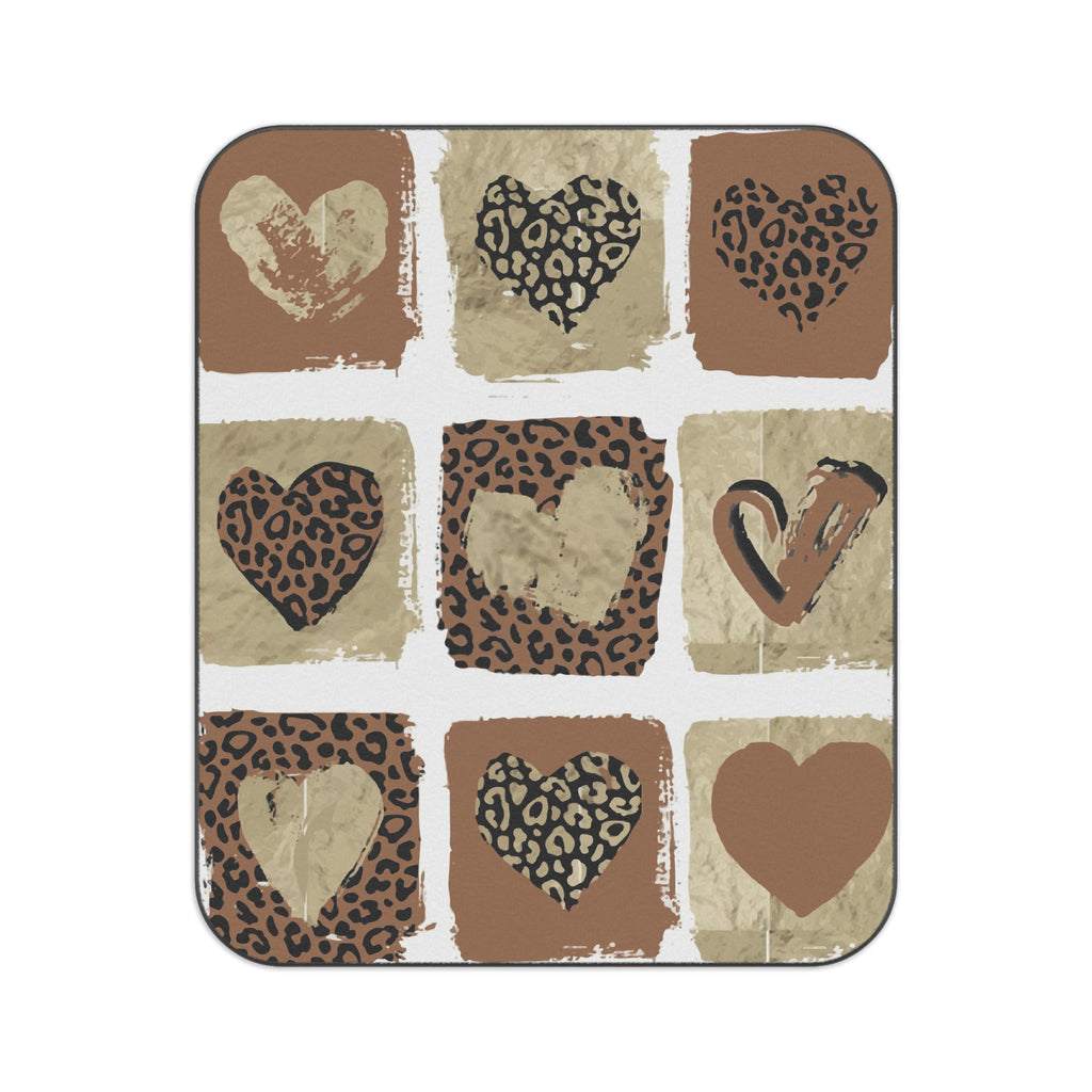 Leopard Heart Picnic Blanket — Boho Animal Print Outdoor Throw