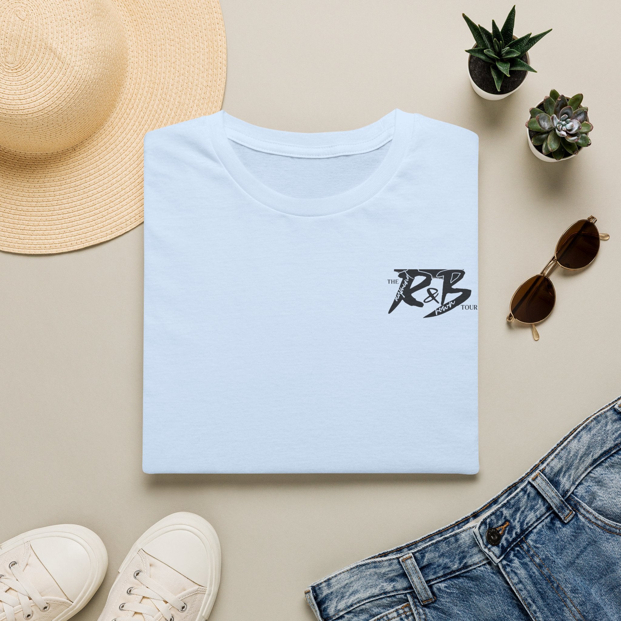 R&B Minimalist Logo T-Shirt — Retro Script Chest Print