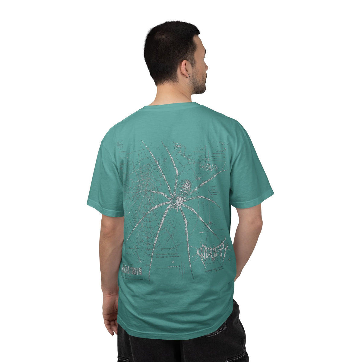 Spider Web Graphic T-Shirt — Vintage Gothic Arachnid Back Print