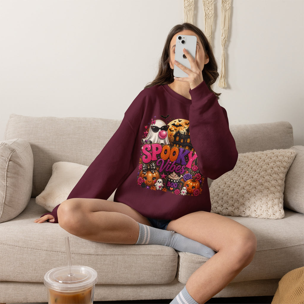 Sweatshirt — "Spooky Vibes" Halloween Graphic Crewneck