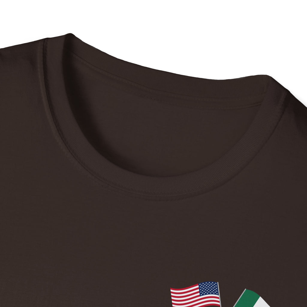 USA Mexico Flag T-Shirt — Small Crossed American & Mexican Flags Tee