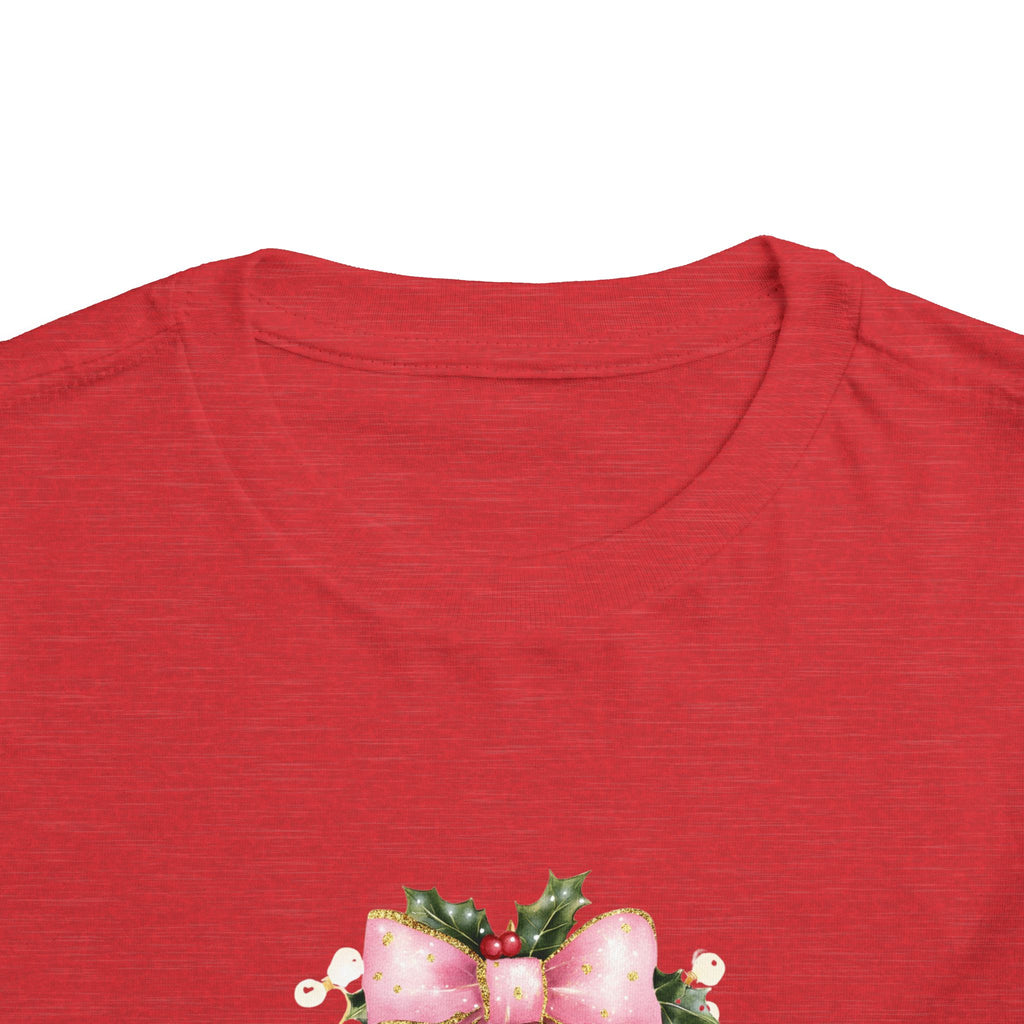 Toddler Christmas Tree Tee — Pink Bow Holiday Shirt