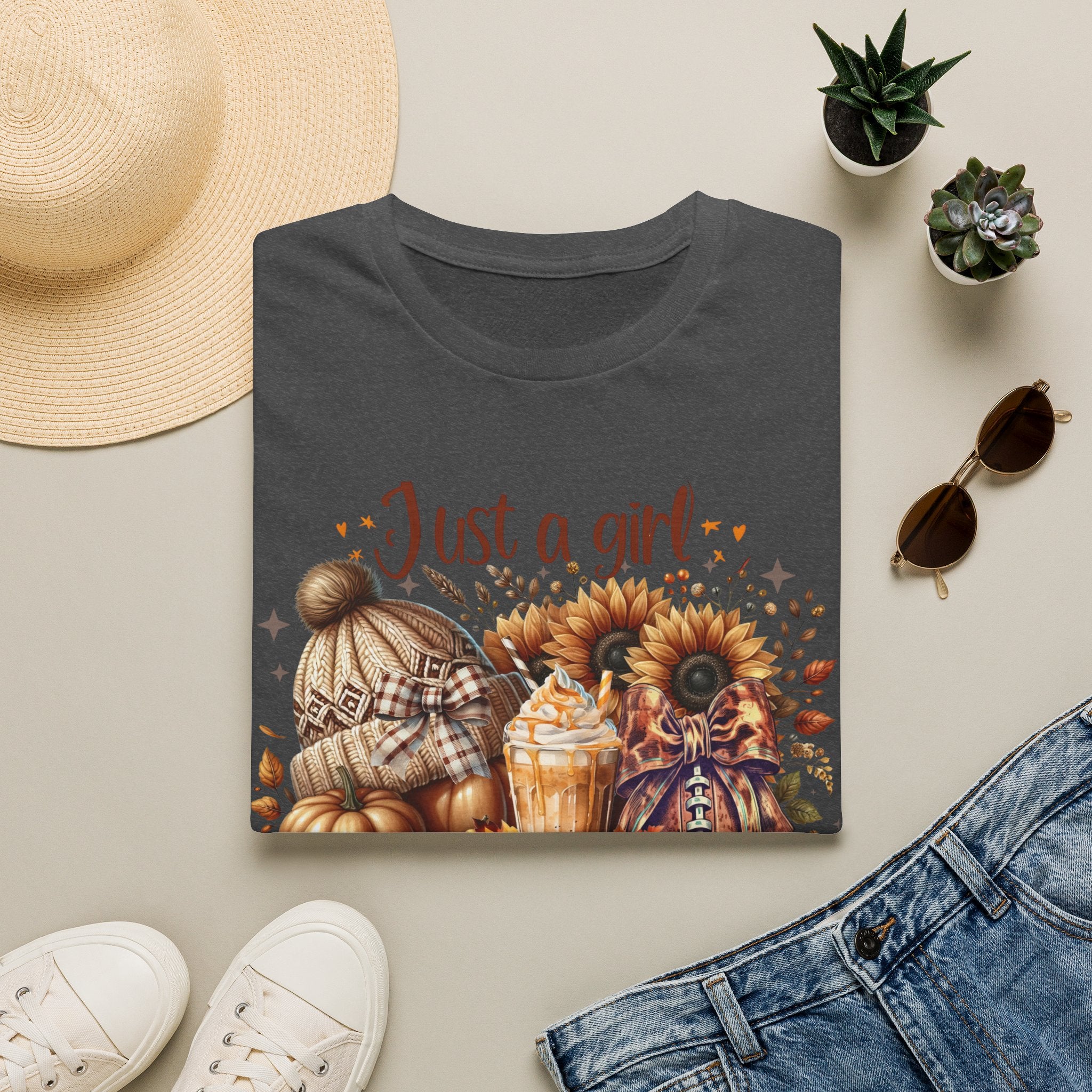 Fall Girl T-Shirt — "Just a girl who loves fall" Pumpkin Sunflower Tee