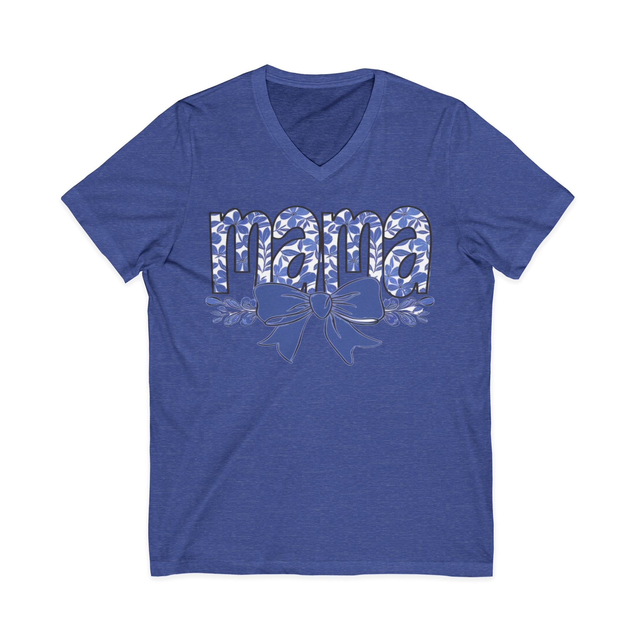Mama Floral Bow V-Neck Tee — Mothers Day Gift Tee