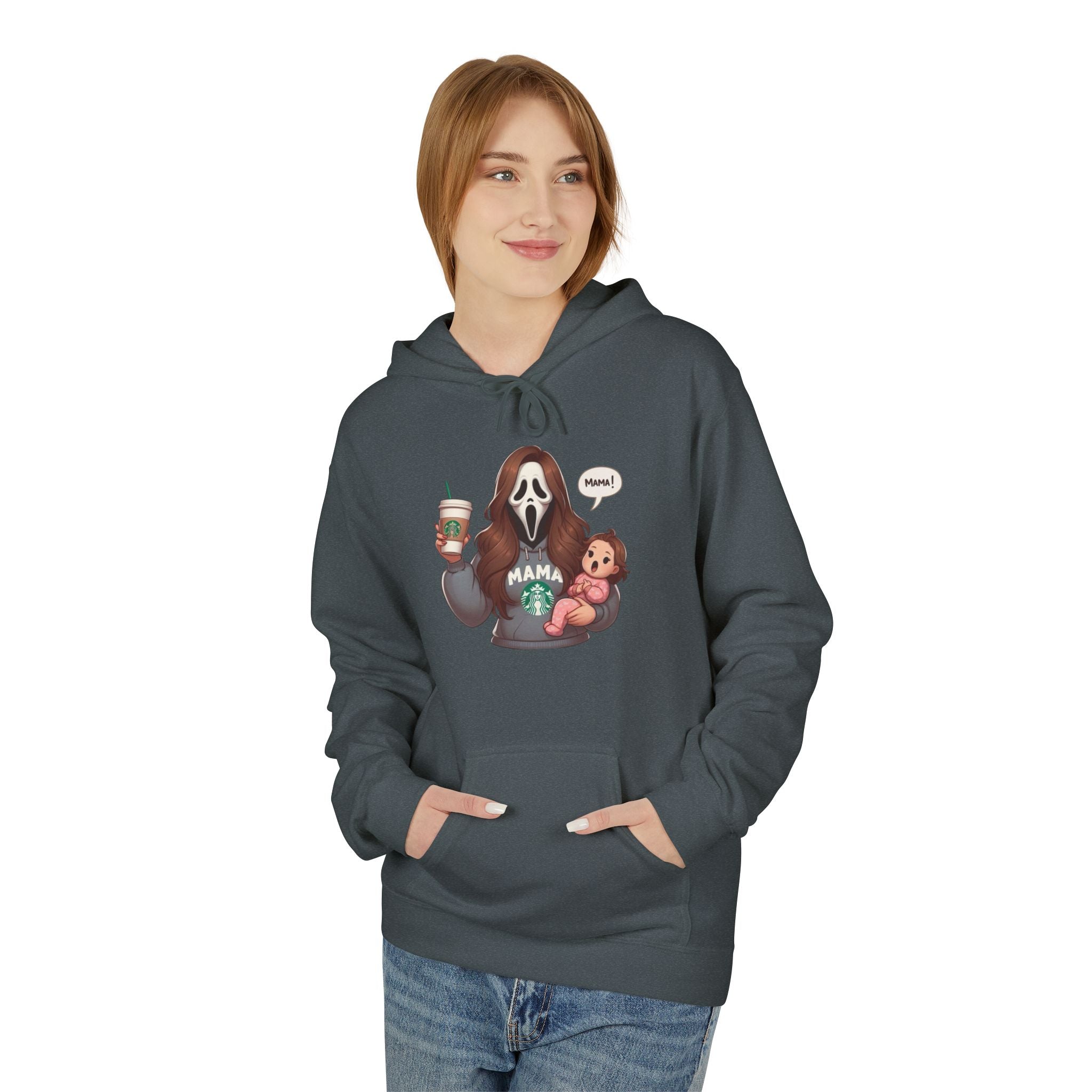 Coffee & Cuddles Hoodie — Cute Dog Holding Baby with “Snack?” Graphic