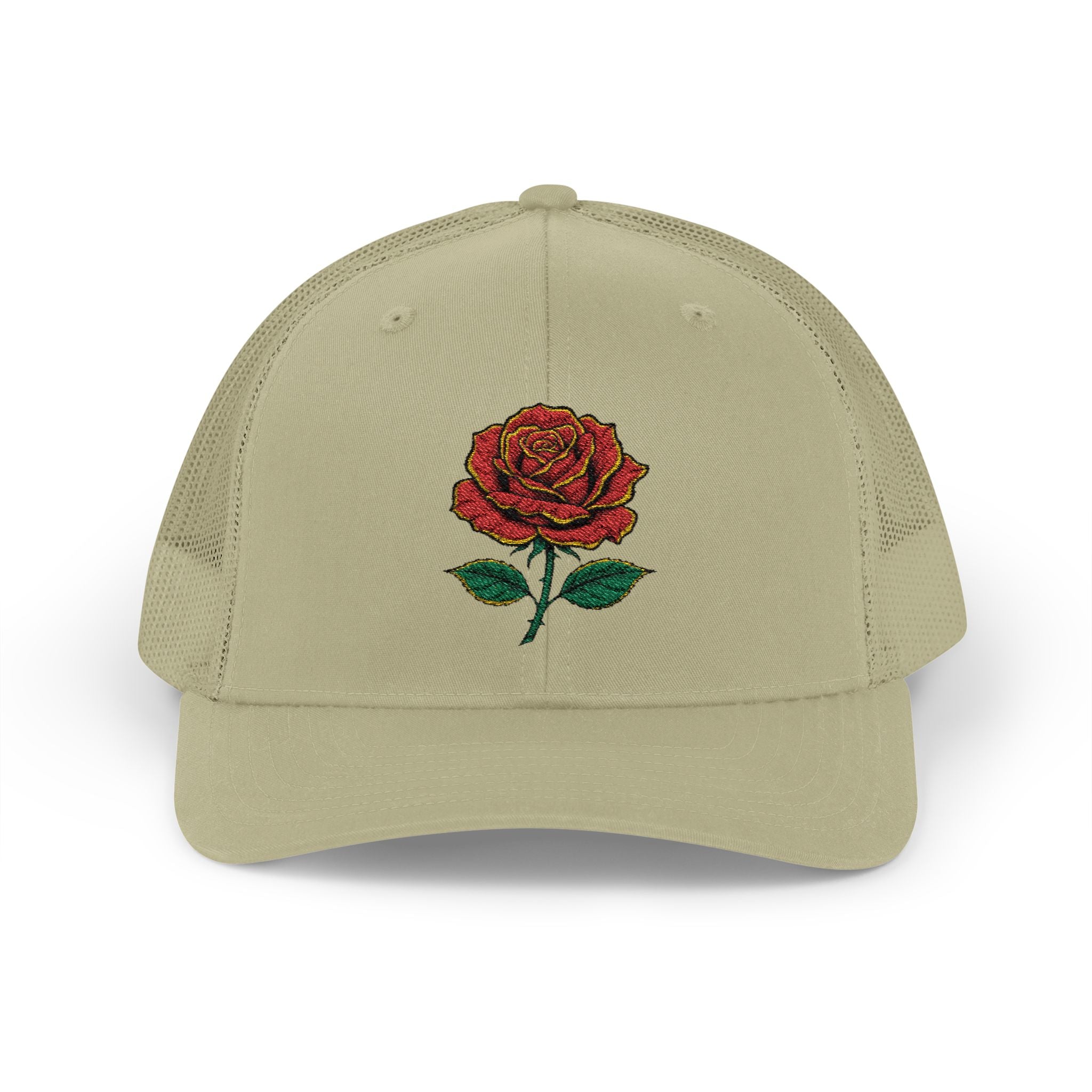 Embroidered Red Rose Trucker Cap