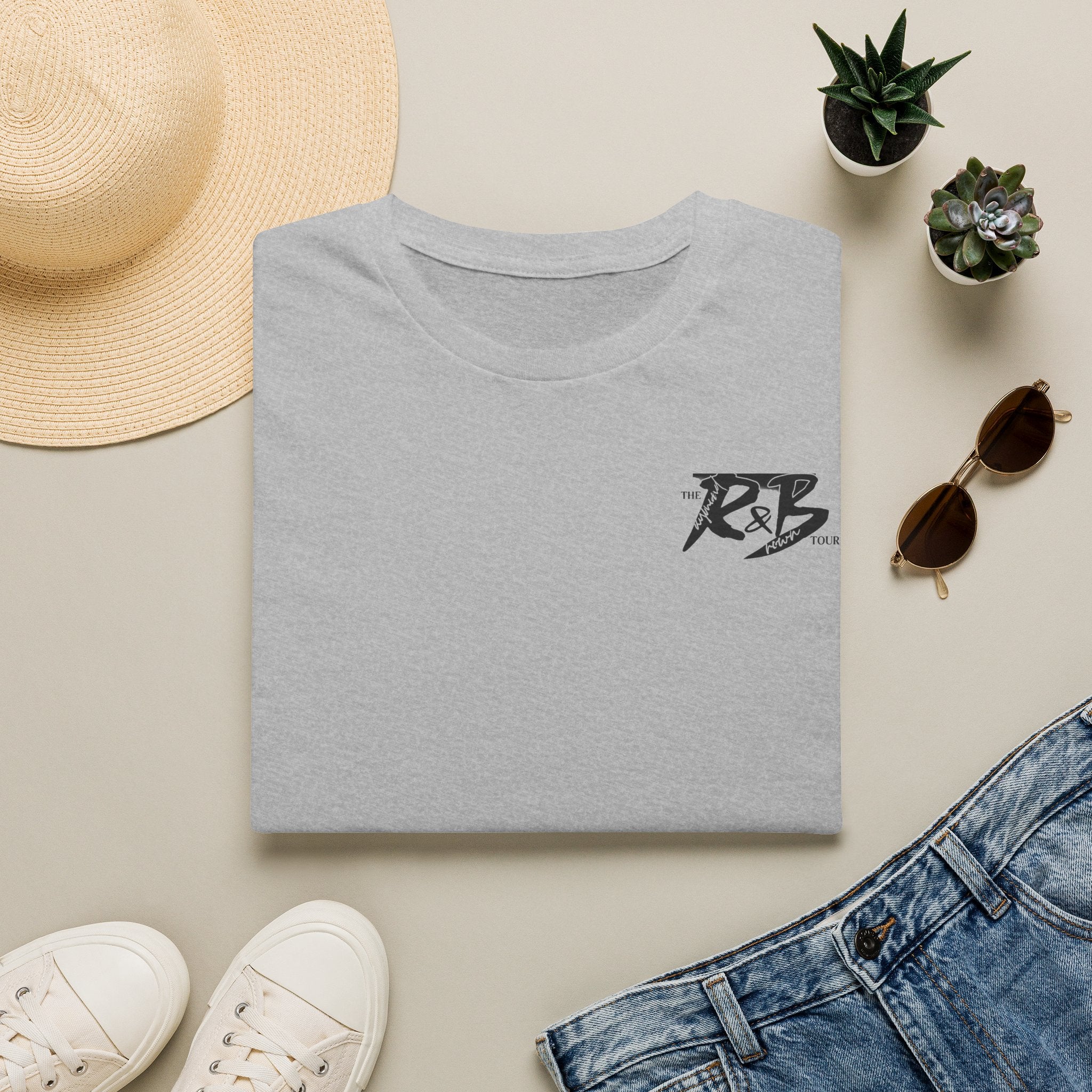 R&B Minimalist Logo T-Shirt — Retro Script Chest Print