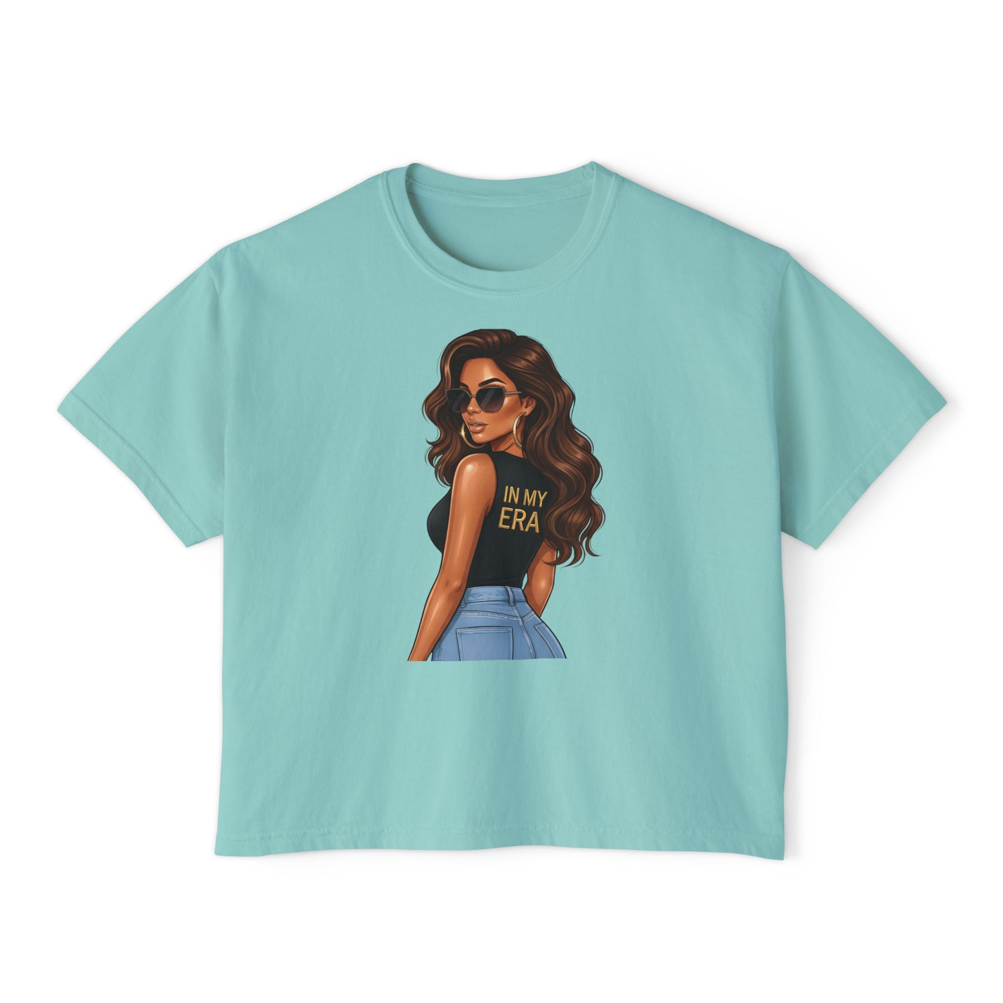 Boxy Tee — "In My Era" Afro Glam Graphic Top