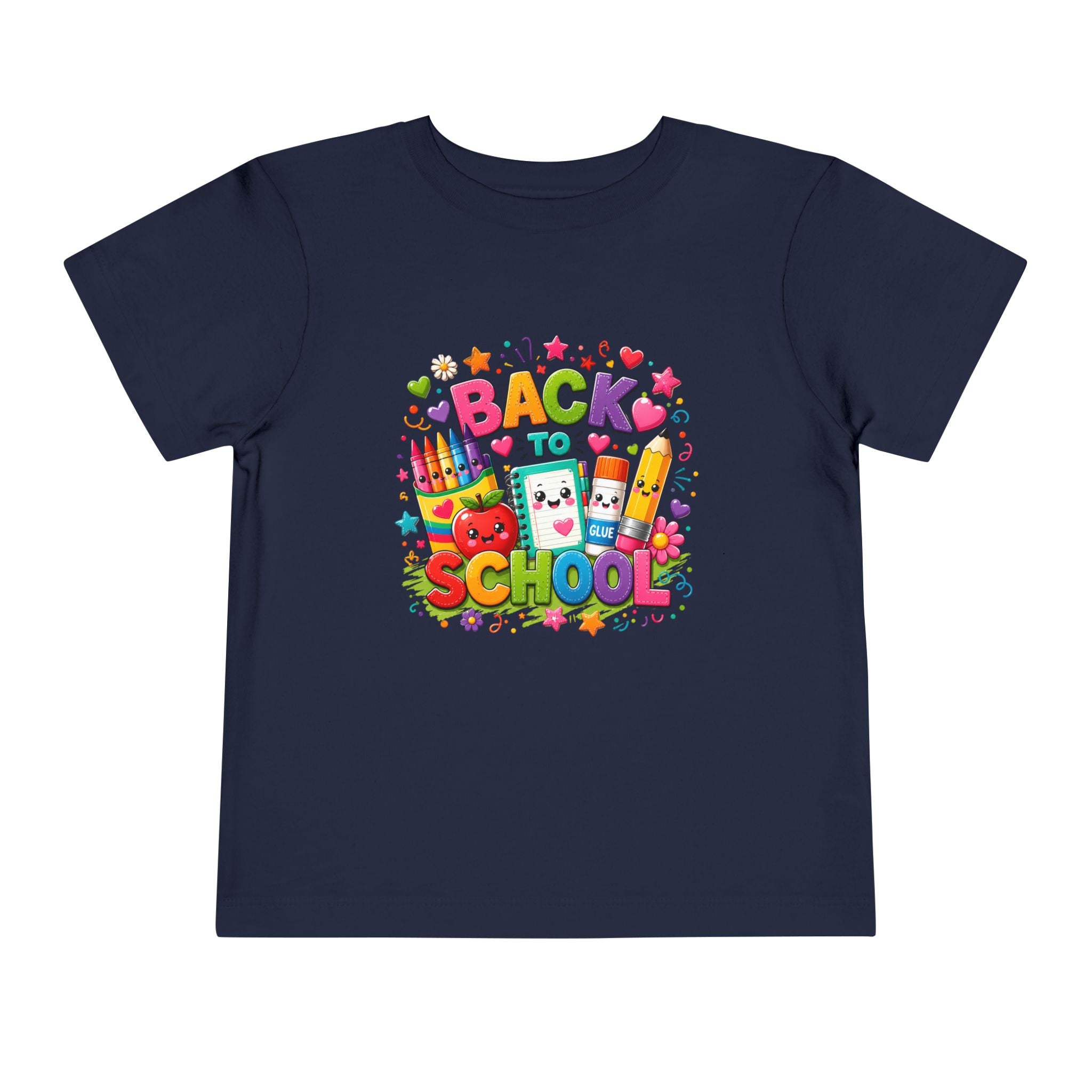 Back to School Toddler Tee – Cute Kawaii School Supplies Graphic