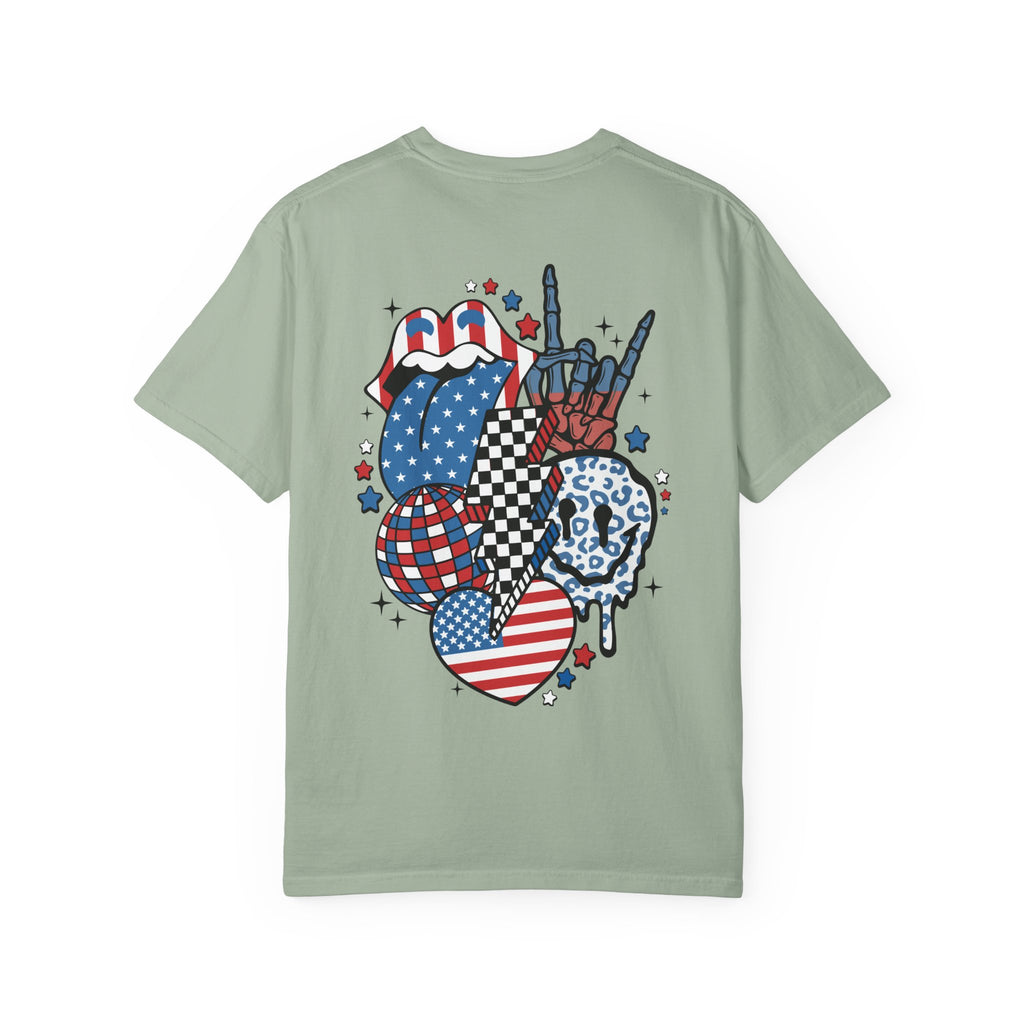 American Flag Rock Tongue T-Shirt