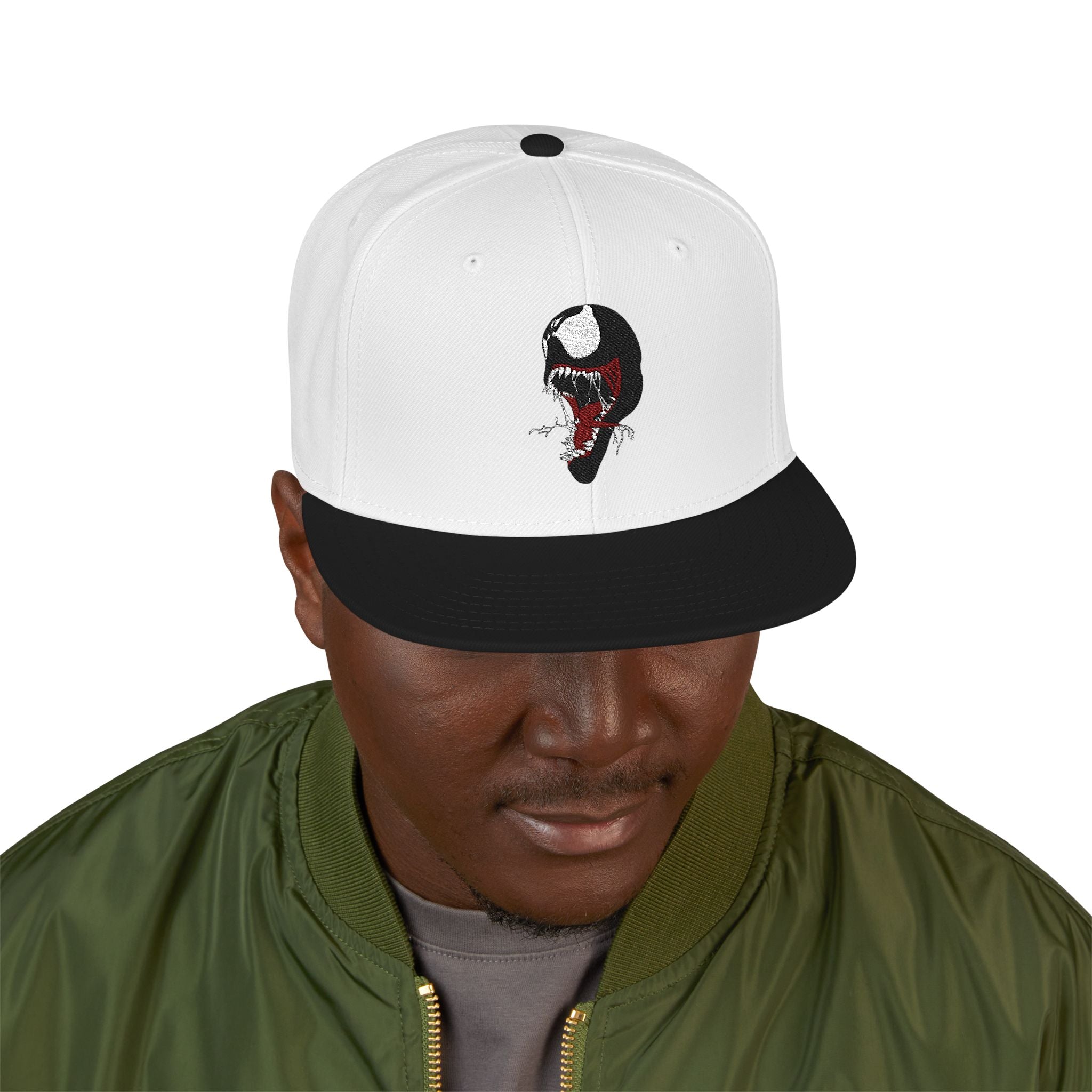 Embroidered Skull & Roses Snapback Hat — Gothic Streetwear Cap