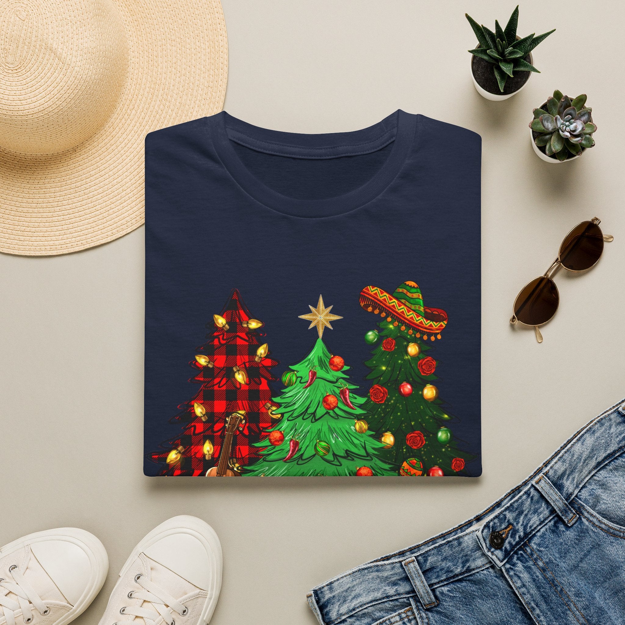 Feliz Navidad Christmas Trees T-Shirt — Festive Mexican Holiday Tee