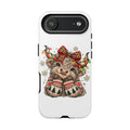 Holiday Highland Cow Phone Case – Festive Lights & Cozy Sweater Design