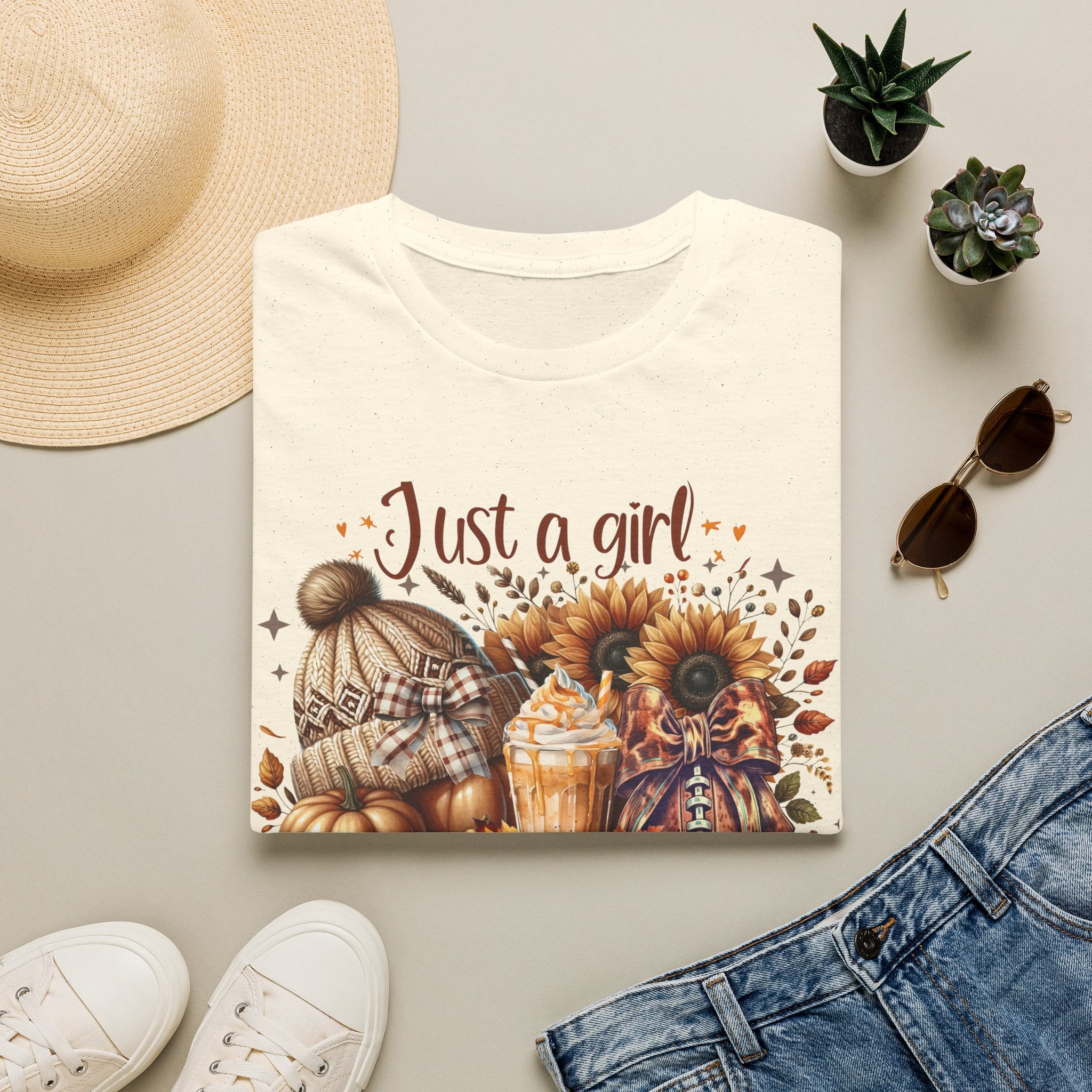 Fall Girl T-Shirt — "Just a girl who loves fall" Pumpkin Sunflower Tee