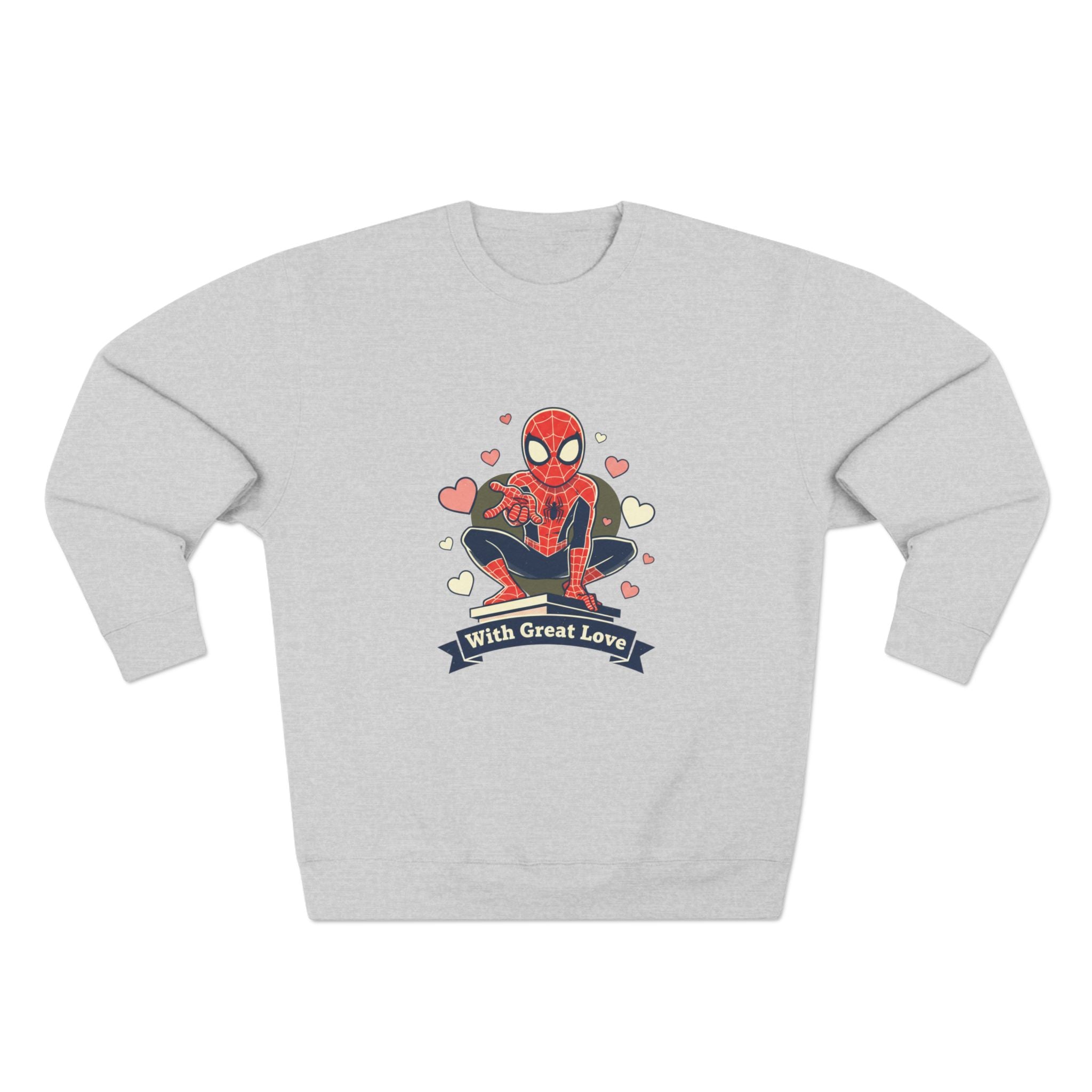 Cute Spider Hero Illustration With Great Love sweatshirt | Crewneck