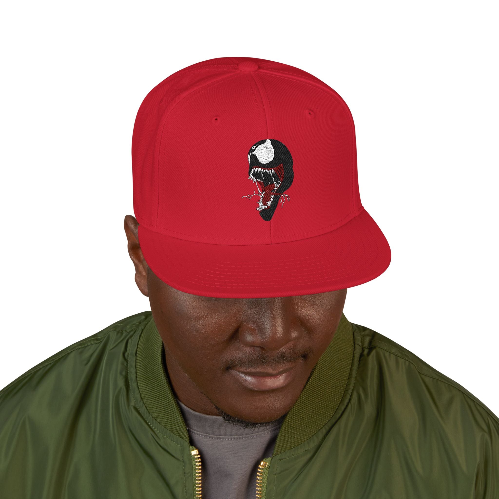 Embroidered Skull & Roses Snapback Hat — Gothic Streetwear Cap